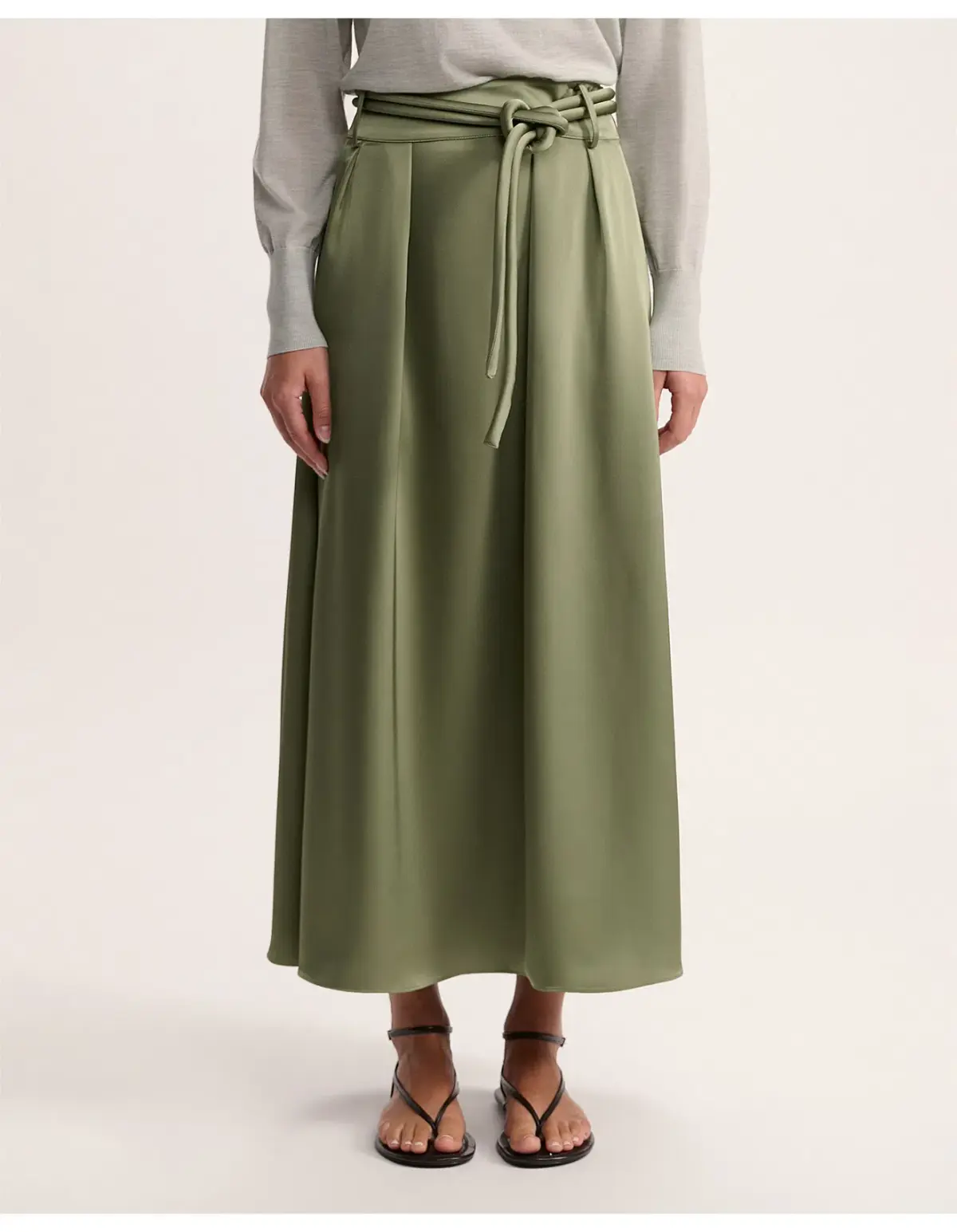 Saba Jayde Belted Midi Skirt Olive Green Size AU 6 - Image 2