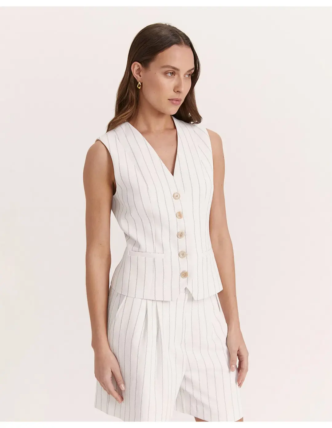 Saba Dharma Pinstripe Vest White Size AU 4 for rent on The Volte - main image