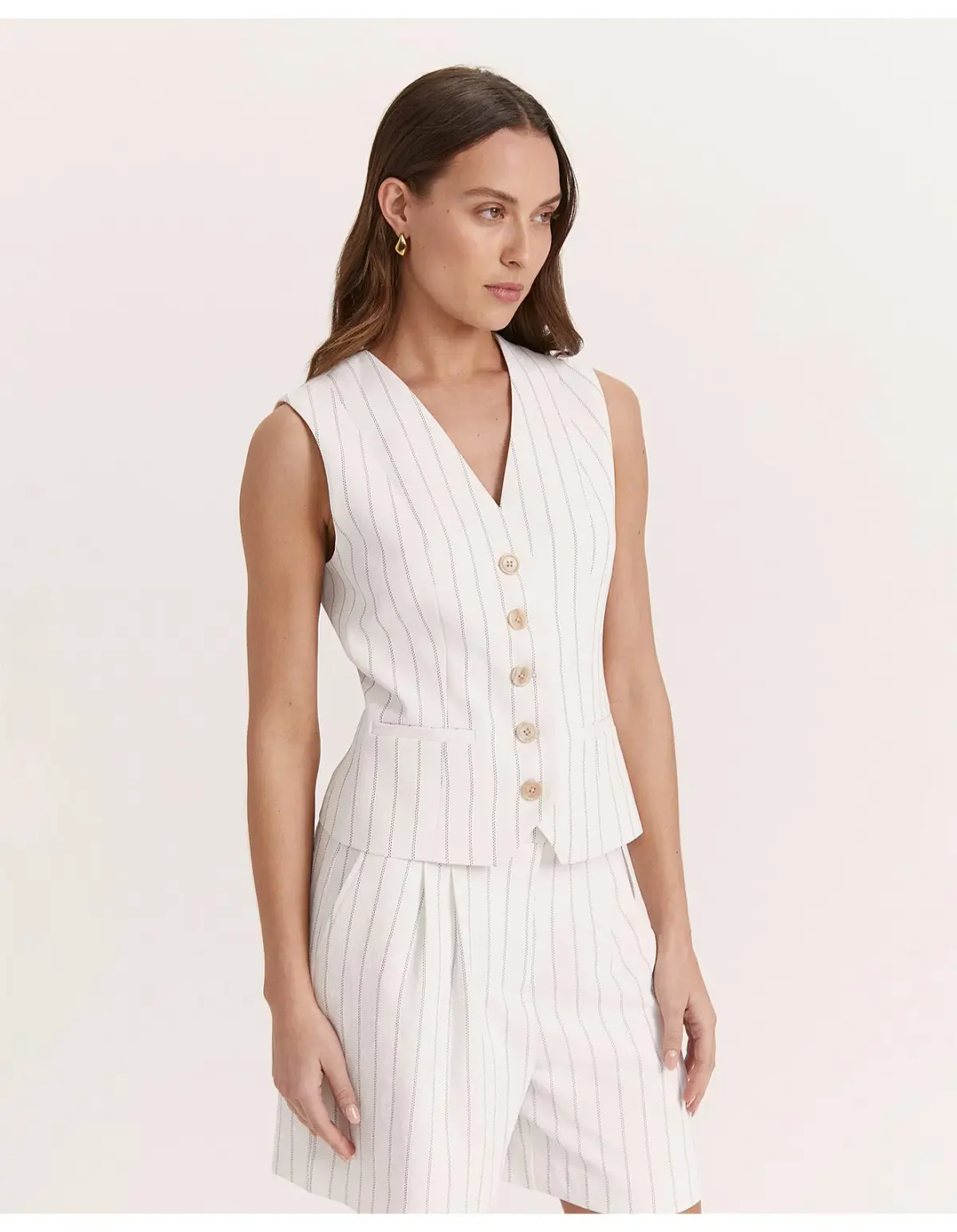 Saba Dharma Pinstripe Vest White Size AU 4 - Image 2