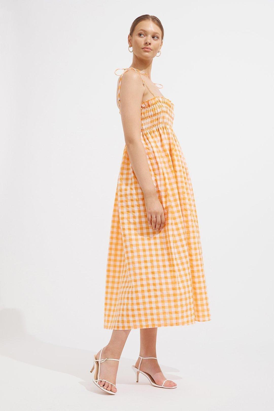 Steele - Sierra Dress - Papaya Check - Size 10 for rent on The Volte - main image