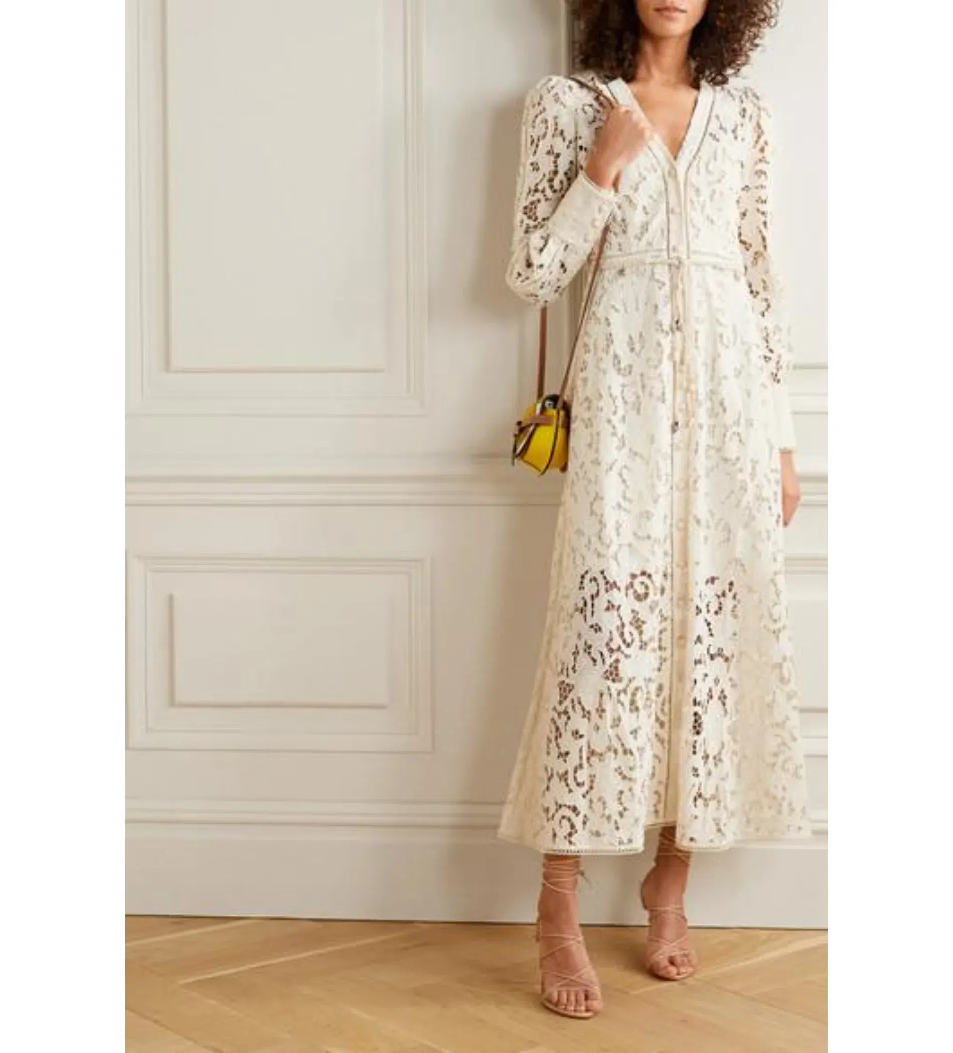 Zimmermann Freja Belted Broderie Anglaise Cotton Maxi Dress Ivory Size 0 / AU 8  - Image 1