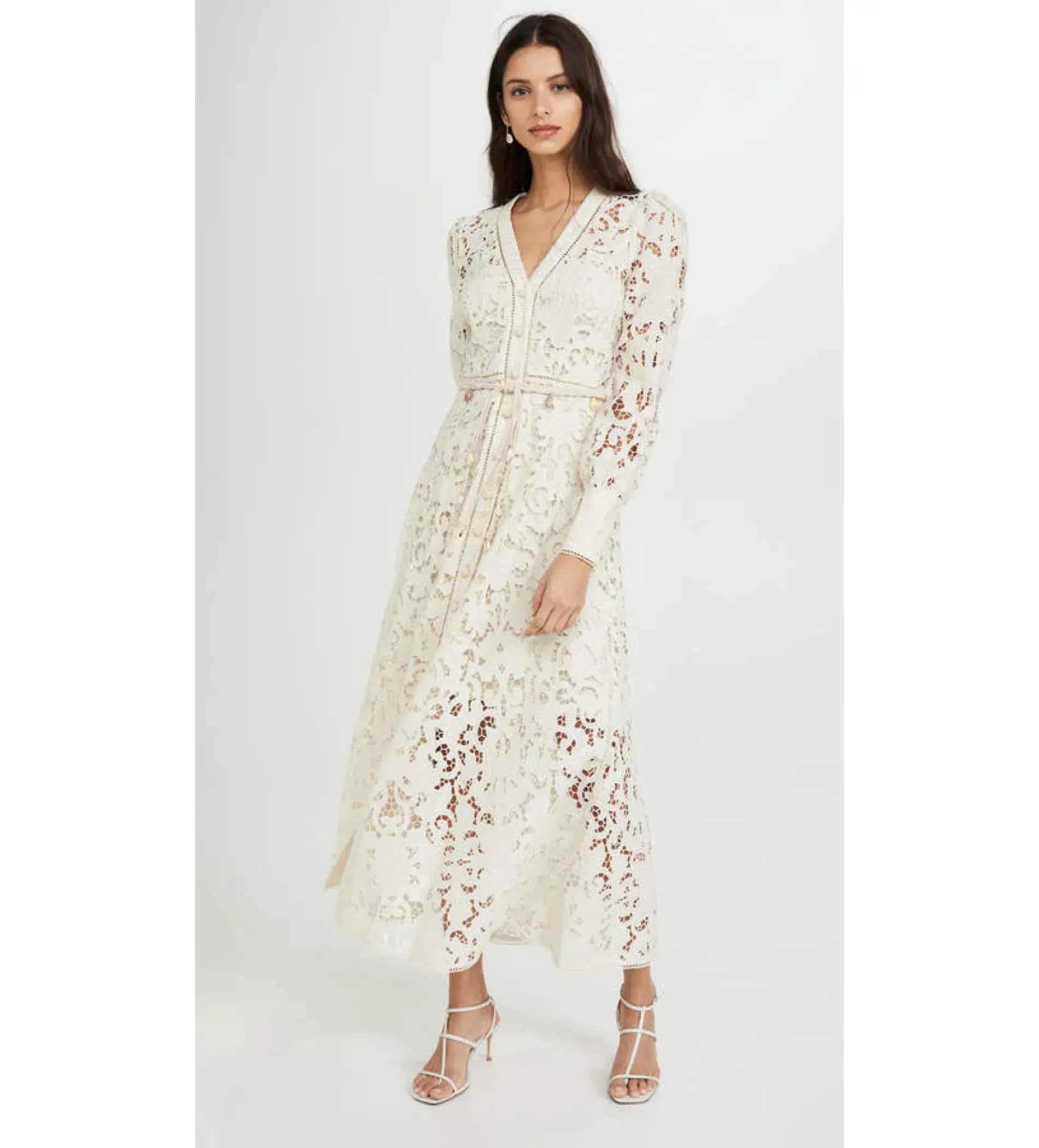 Zimmermann Freja Belted Broderie Anglaise Cotton Maxi Dress Ivory Size 0 / AU 8  - Image 2