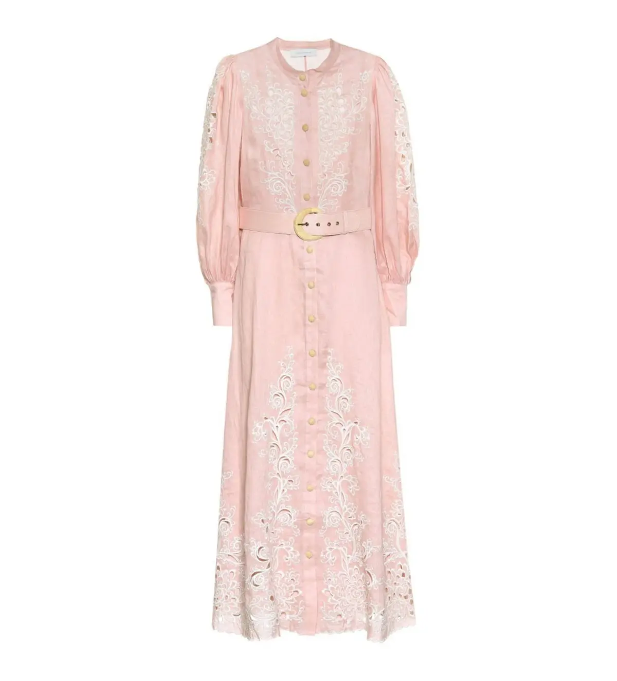 Zimmermann Freja Broderie Anglaise-linen Shirt Dress in Pink Size 0 / AU 8  - Image 4
