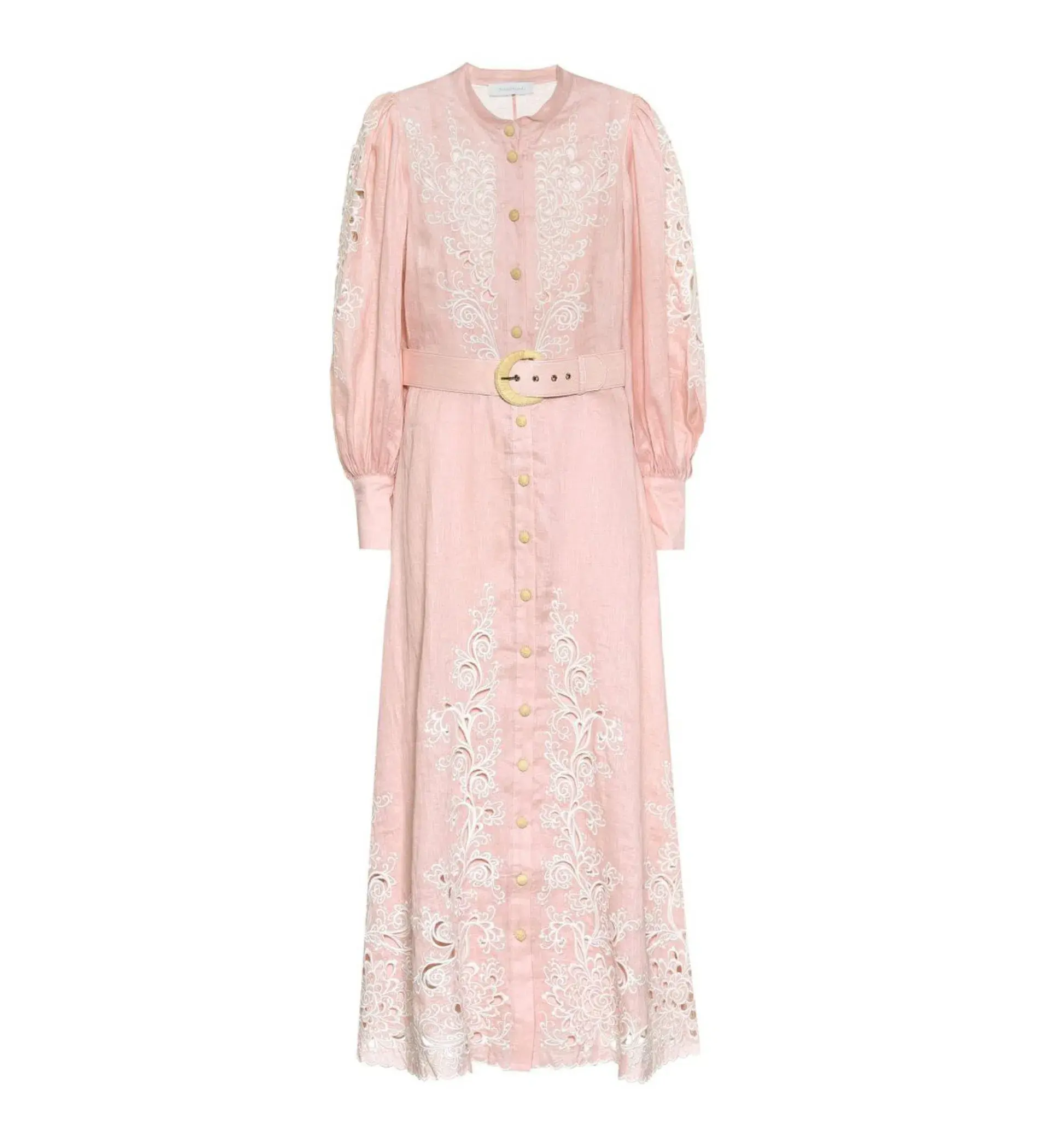 Zimmermann Freja Broderie Anglaise-linen Shirt Dress in Pink Size 0 / AU 8  - Image 4