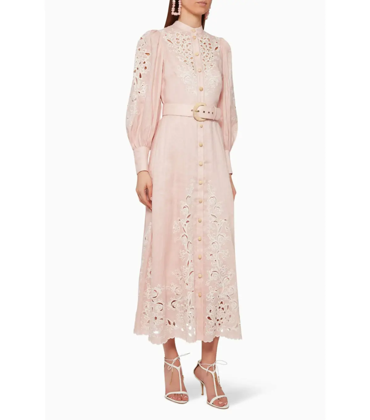 Zimmermann Freja Broderie Anglaise-linen Shirt Dress in Pink Size 0 / AU 8  - Image 1