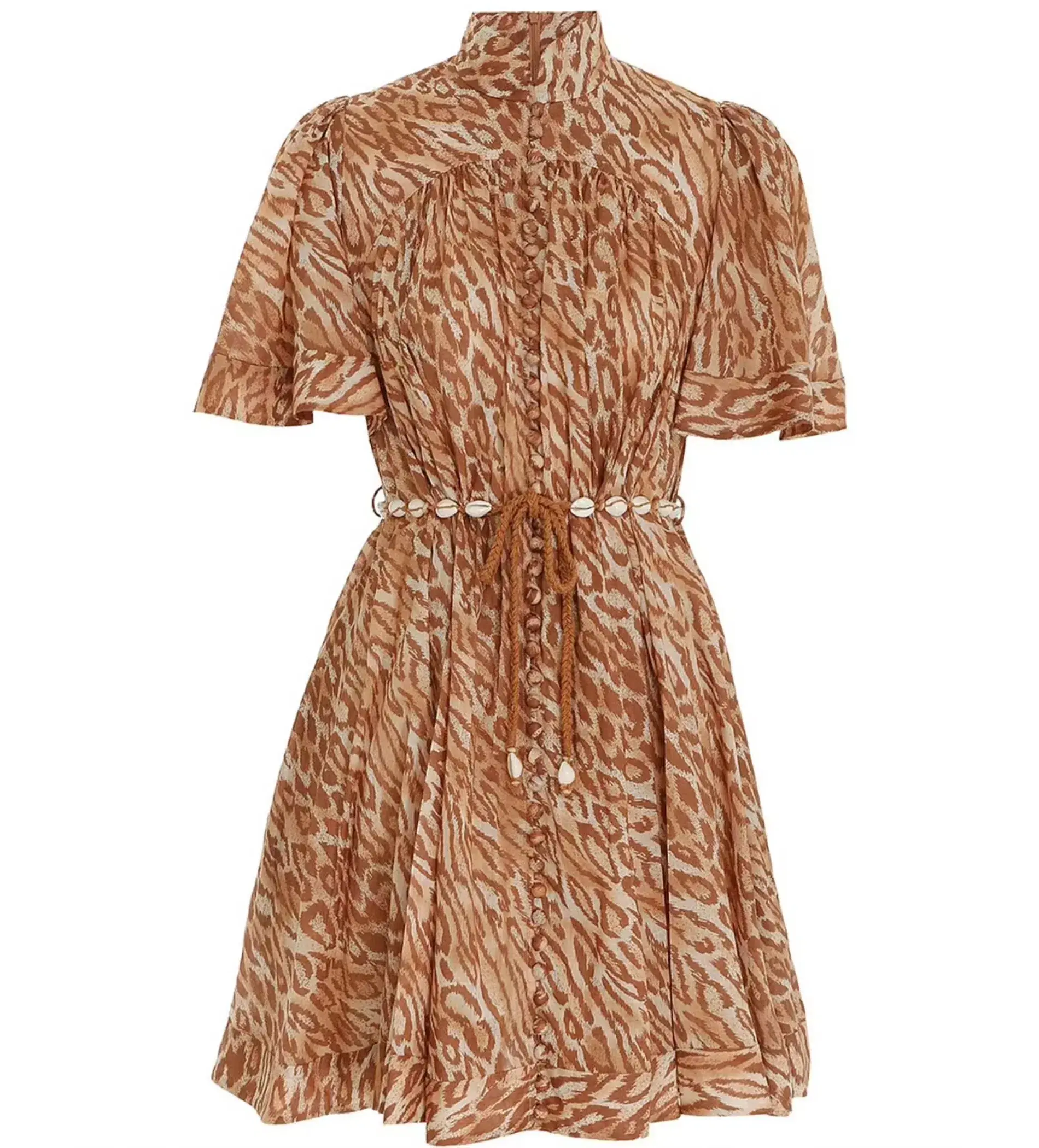 Zimmermann Tropicana Flutter Sleeve Mini Dress in Leopard Size 3/AU 14  - Image 2