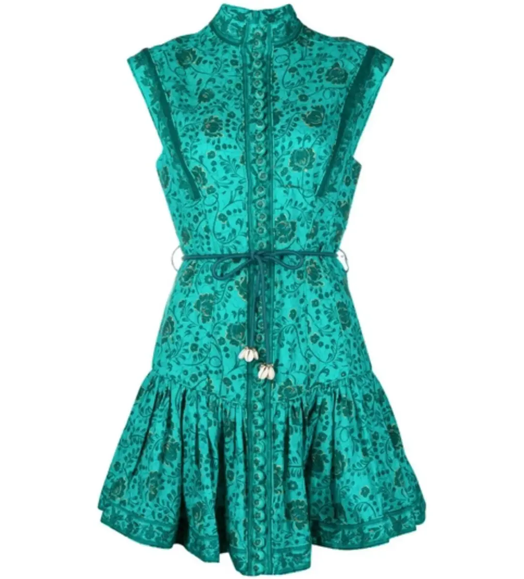 Zimmermann Lulu Panelled Floral Flip Dress In Green Size 0/Au 8  for rent on The Volte - main image