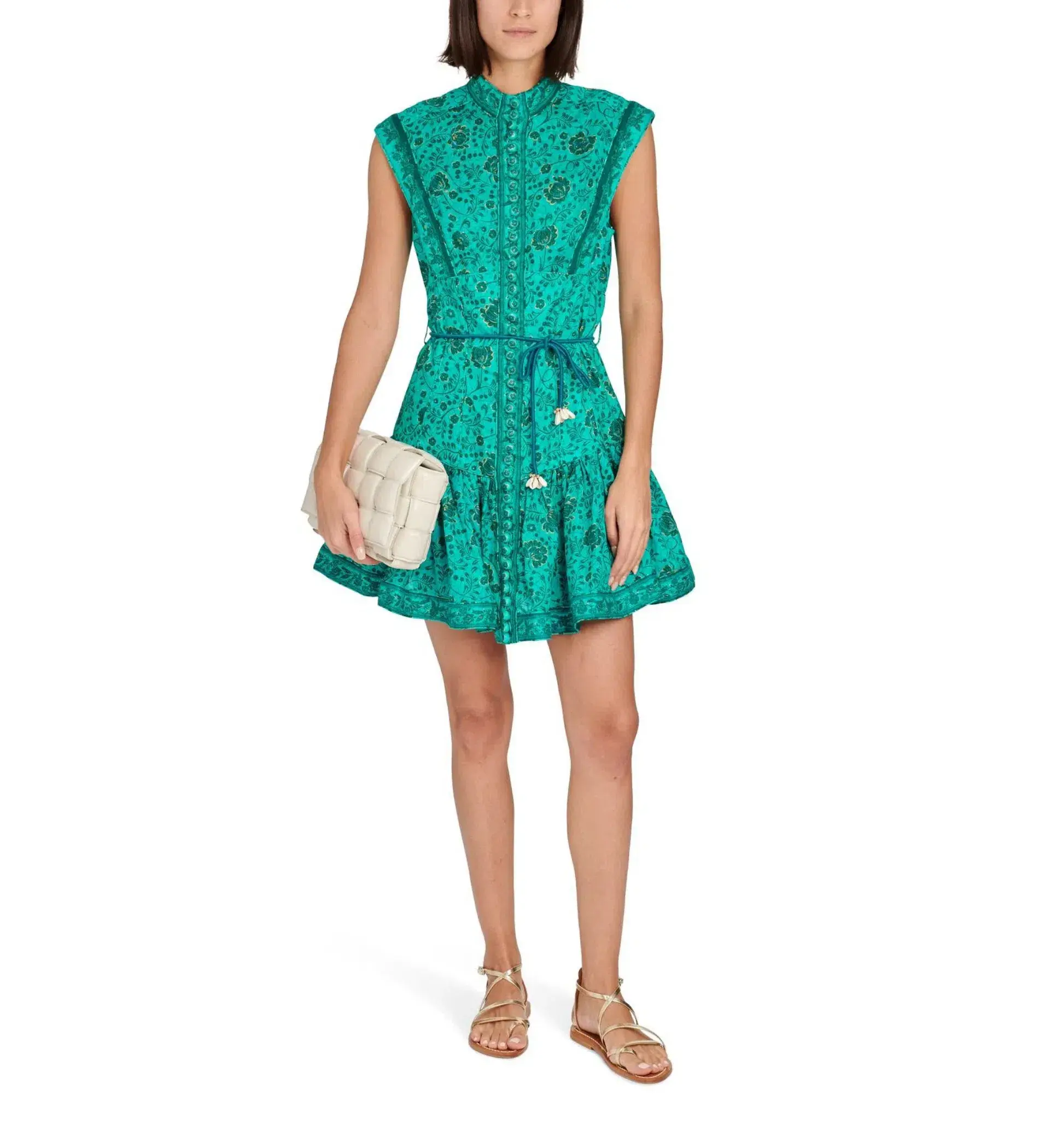 Zimmermann Lulu Panelled Floral Flip Dress In Green Size 0/Au 8  - Image 1
