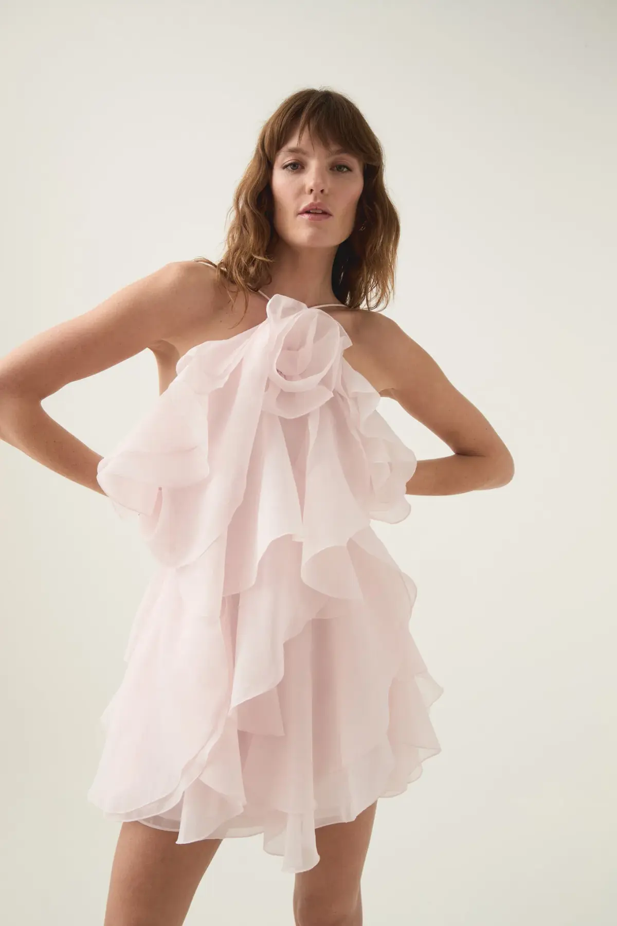Aje Pandorea Layered Mini Dress Pastel Pink Size AU 10 - Image 2