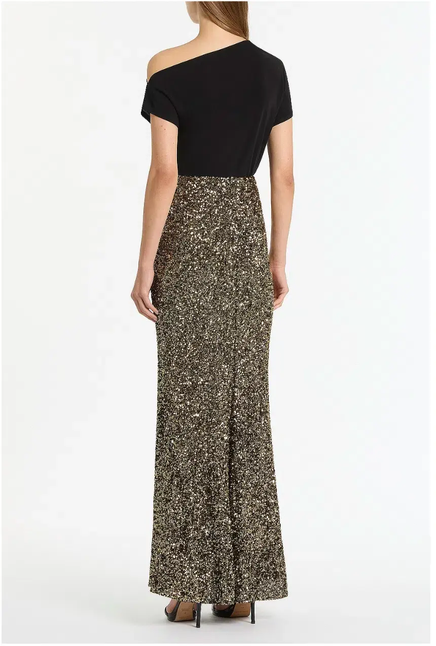 Carla Zampatti Bronze Crushed Sequin Column Skirt Size AU 12 - Image 2