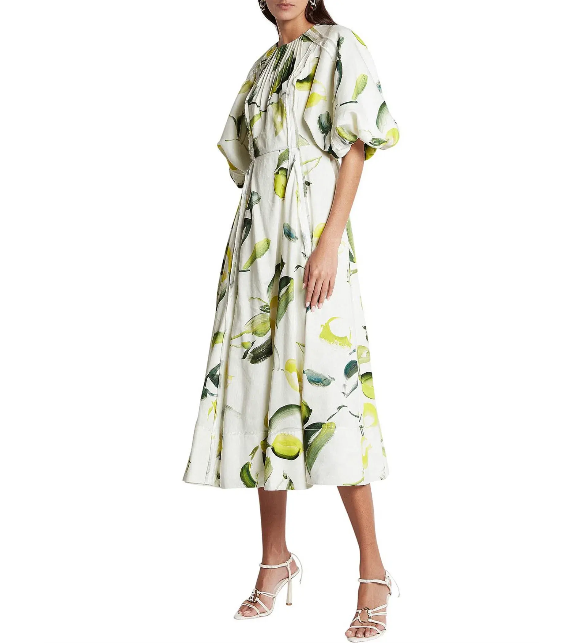 Aje Zest Midi Dress Tropical Lime Print Size AU 12  - Image 3