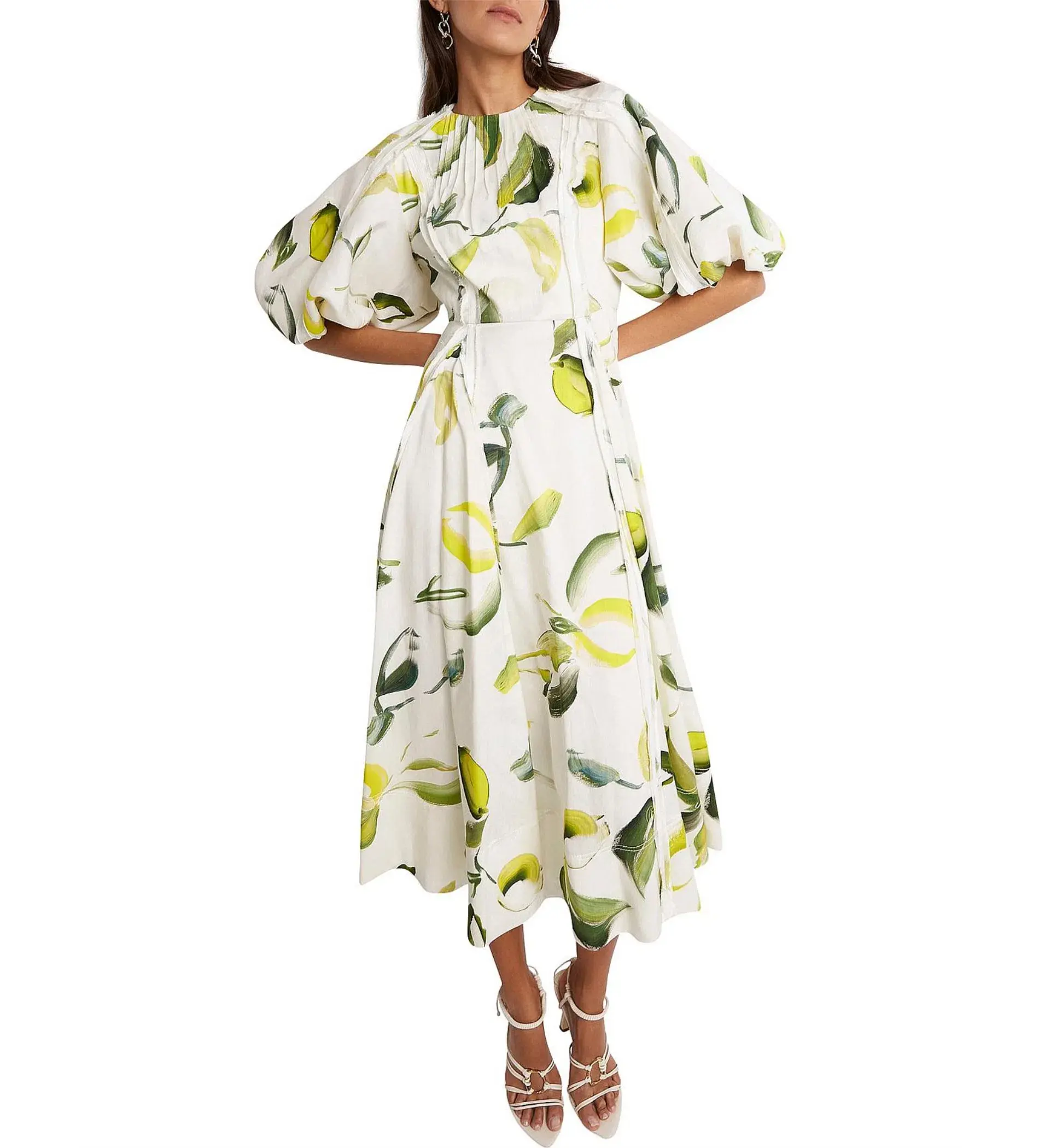 Aje Zest Midi Dress Tropical Lime Print Size AU 12  - Image 2