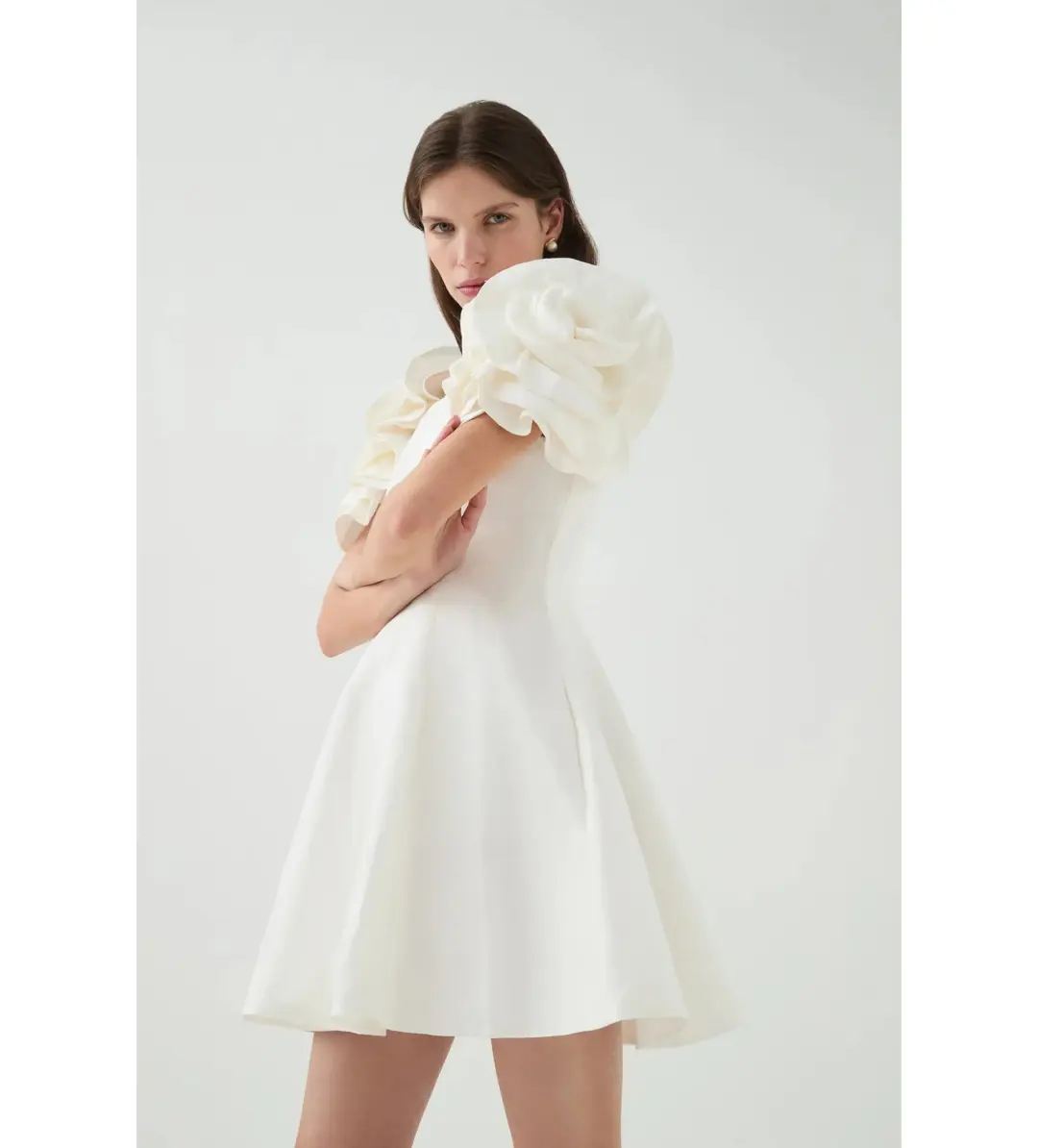 Aje Twyla Mini Dress Ivory Size AU 10 for rent on The Volte - main image