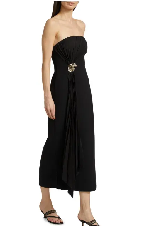 Acler Whitnell Bandeau Midi Black Dress Size AU 14 - Image 2
