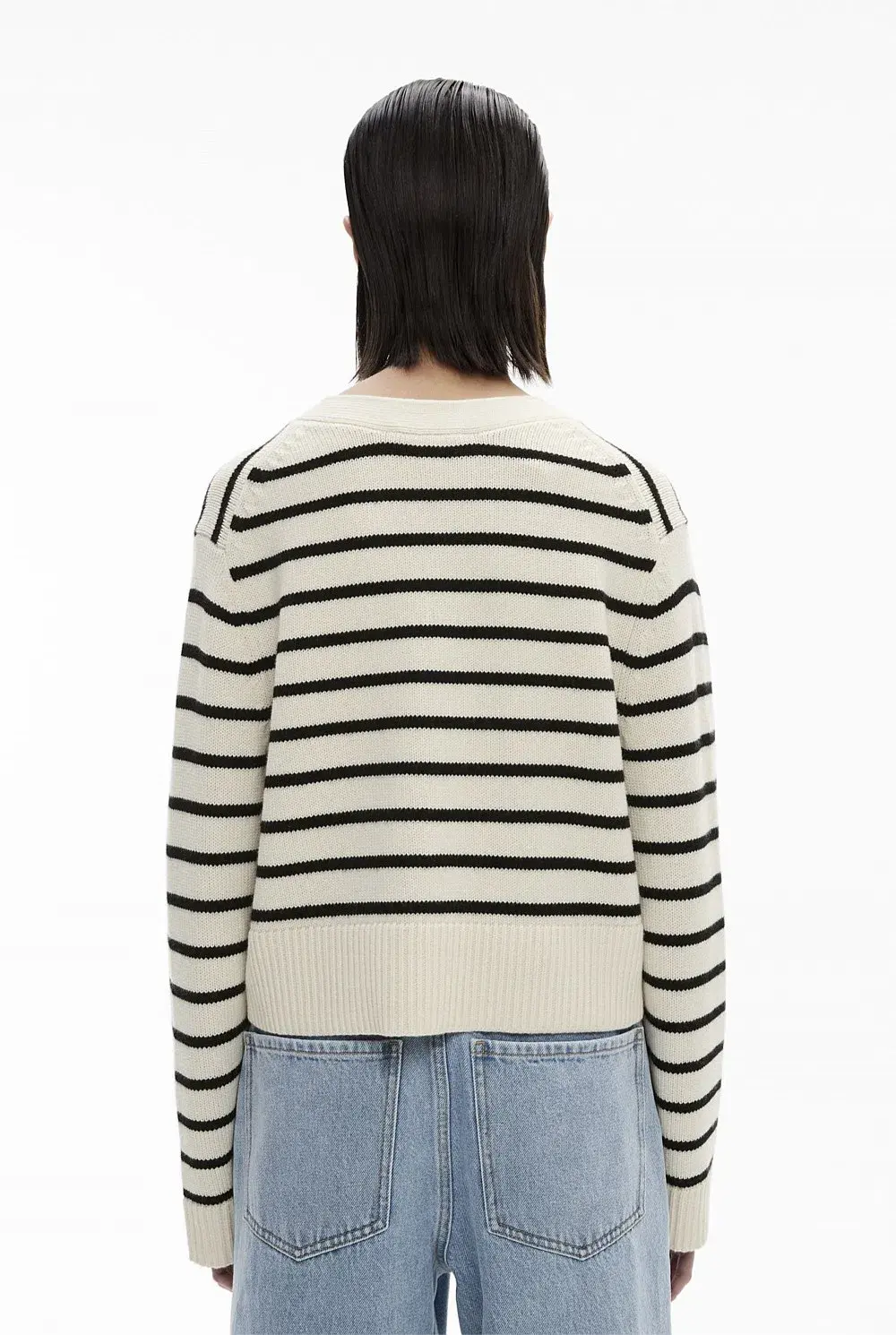 Witchery Boxy Knit Cardigan Black Stripe Size XS / AU 8 - Image 3
