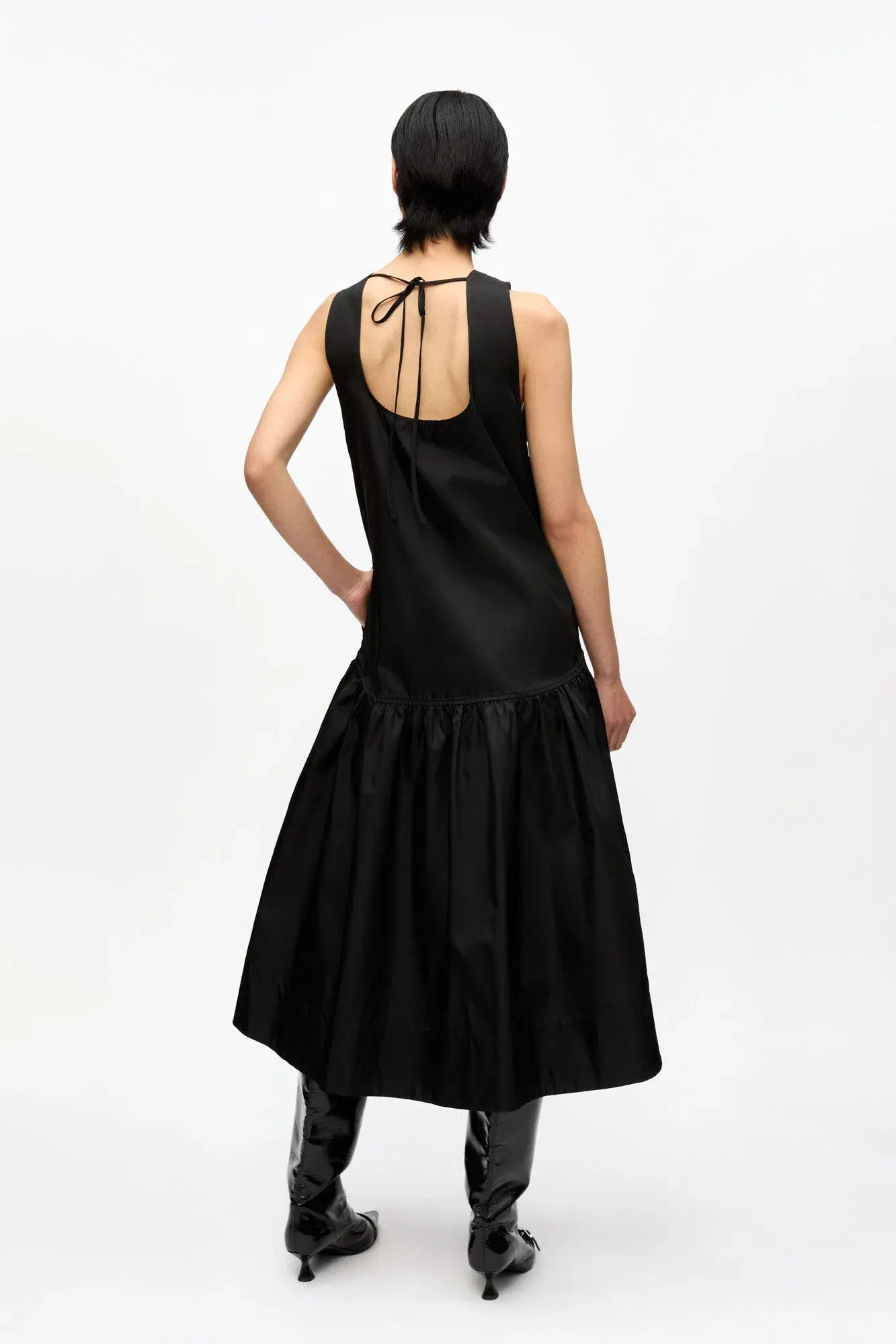 Ganni Duchesse Nylon Midi Dress Black Size 6  - Image 2