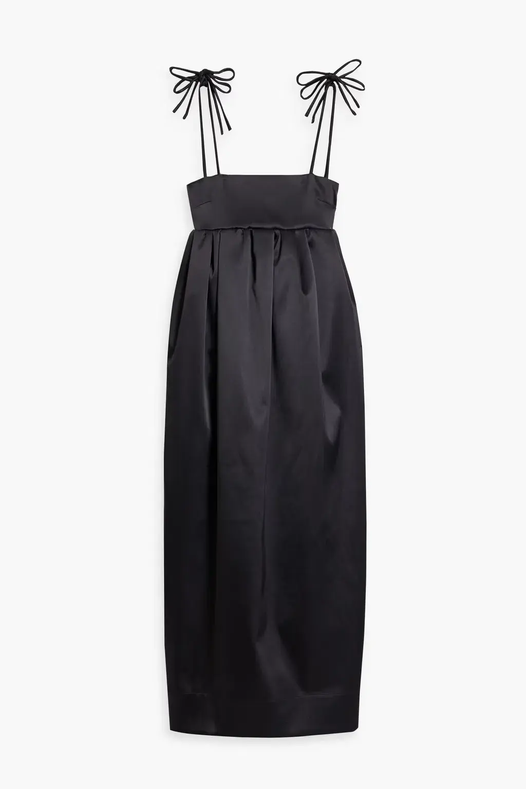 Ganni Gathered Satin Midi Dress Black Size AU 6 - Image 3