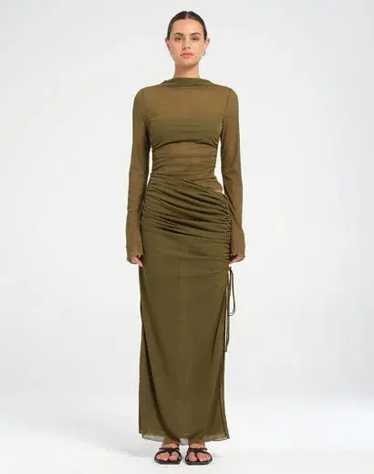 Benni Mable Maxi Dress in Khaki Size 8  for rent on The Volte - main image