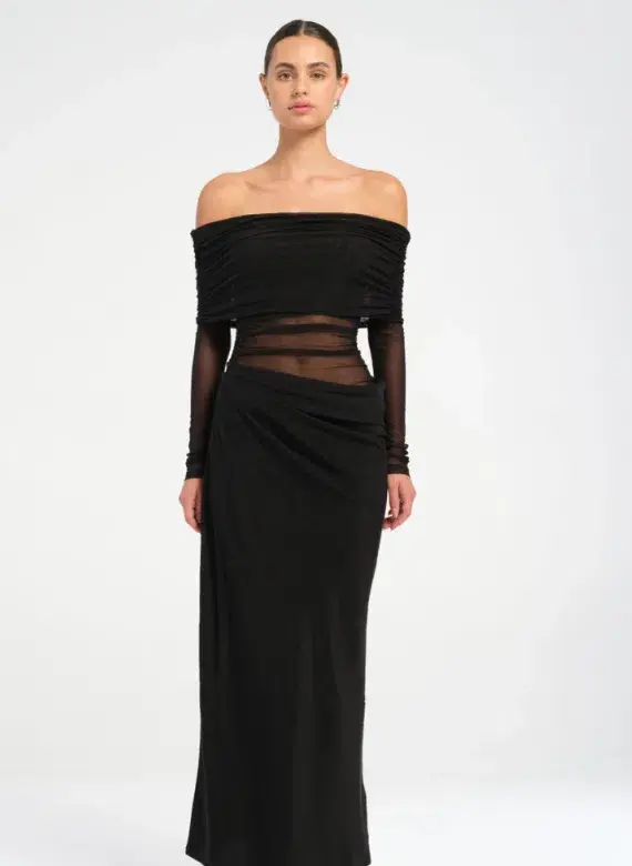 Benni Yasmin Off-shoulder Maxi Dress  Black Size 10 for rent on The Volte - main image