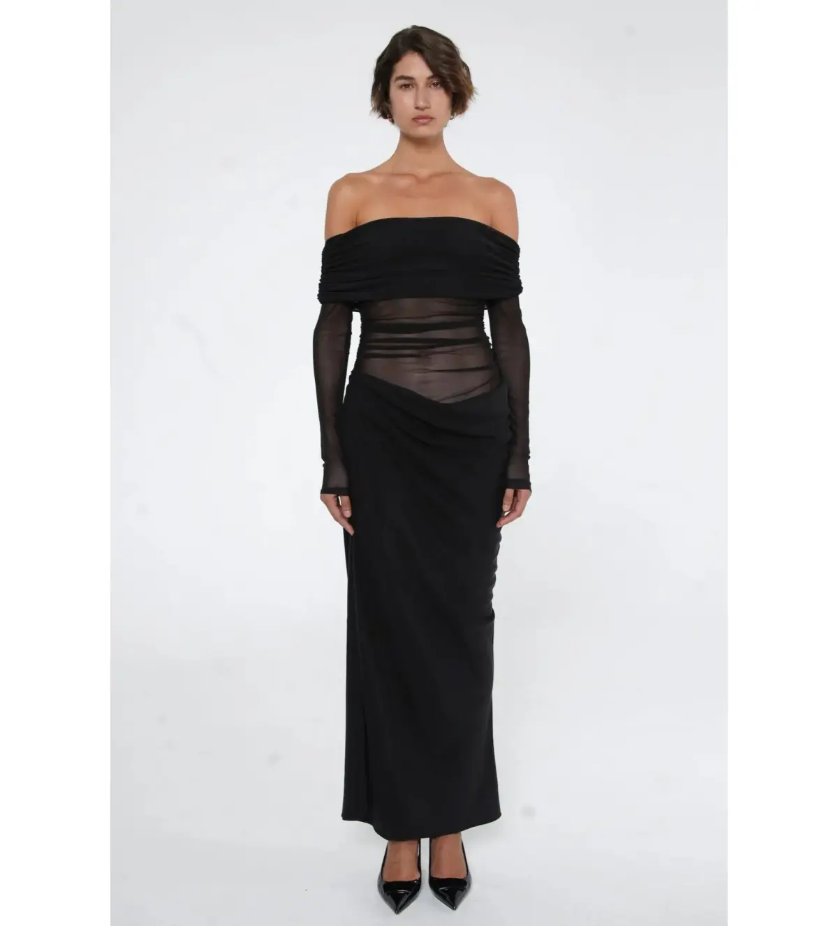 Benni Yasmin Off-shoulder Maxi Dress  Black Size 10 - Image 1