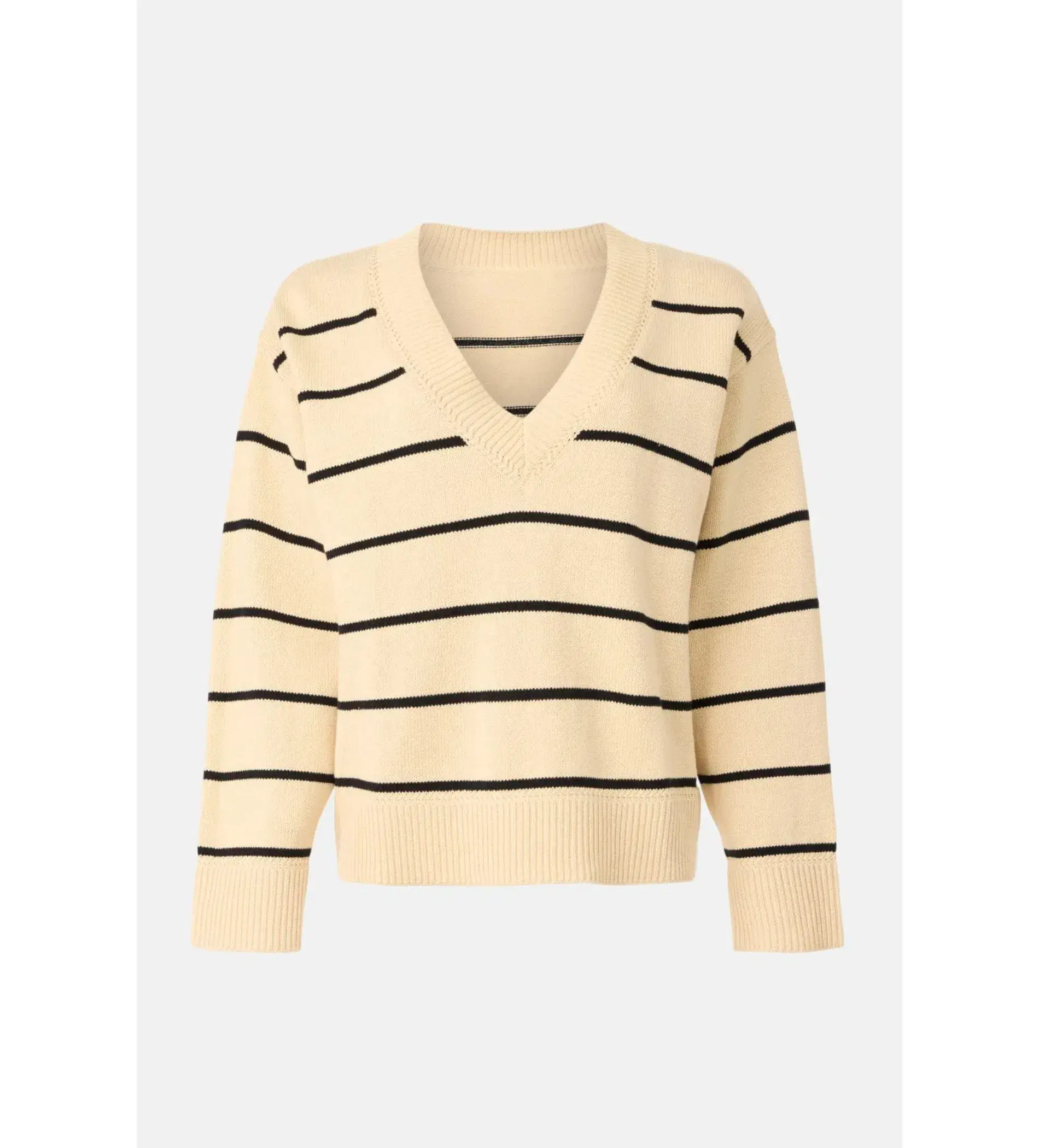 Reformation Sienna Oversized Cotton V Neck Sweater Birch with Black Stripe Size XS / AU 6 - Image 5