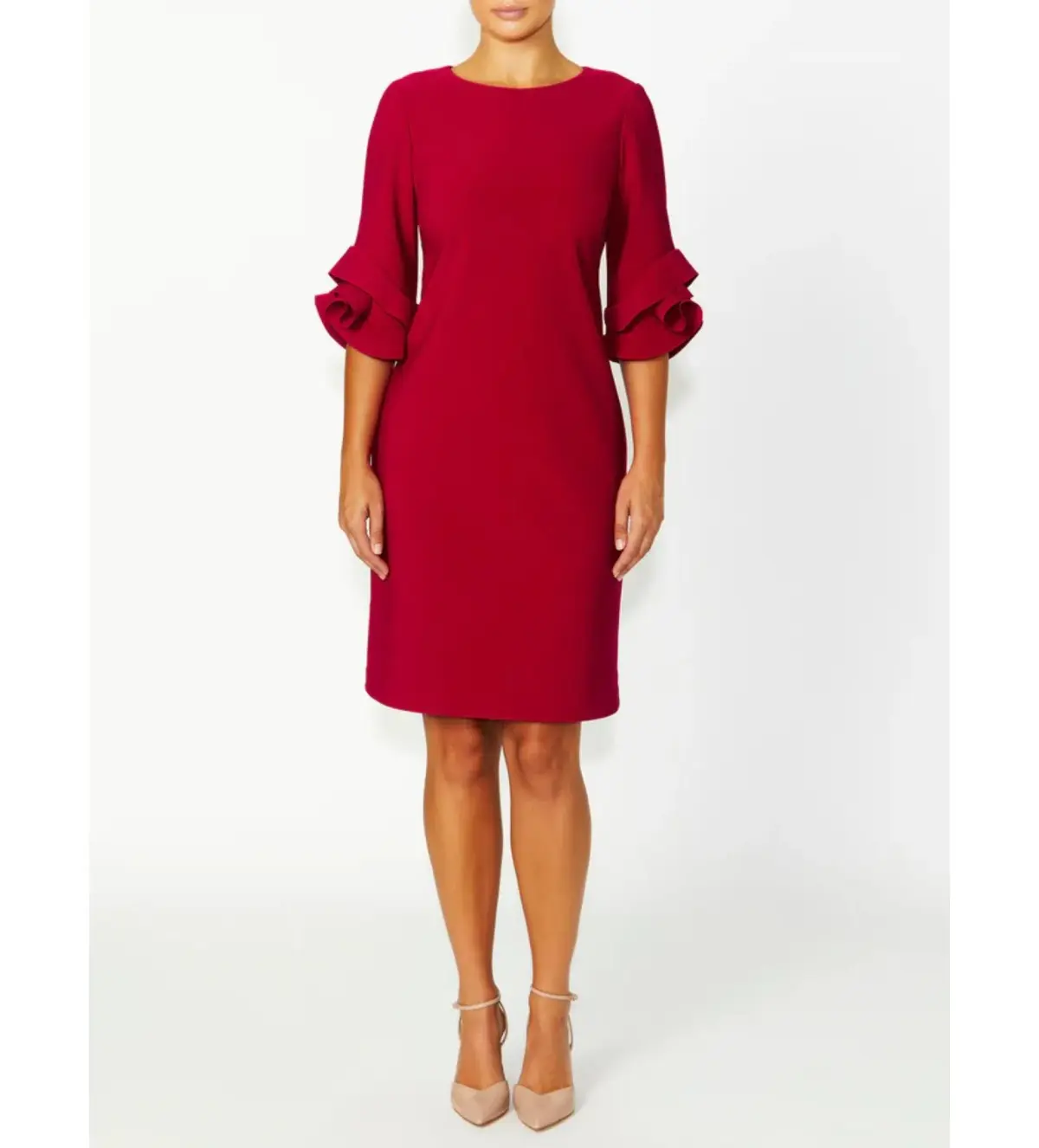 Anthea Crawford Rosie Flame Knee-Length Dress Red Size AU 14 - Image 1