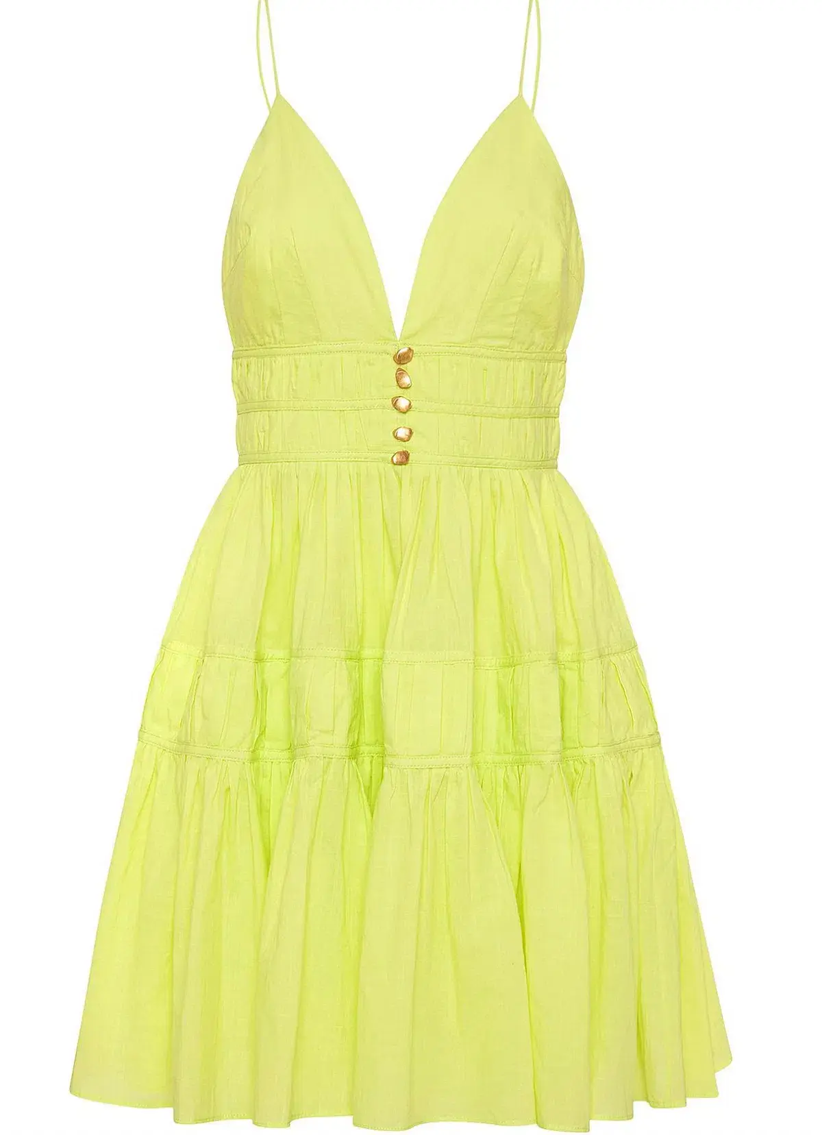 Aje Grace Tiered Dress in Light Lemon Green Size 6/XS - Image 4