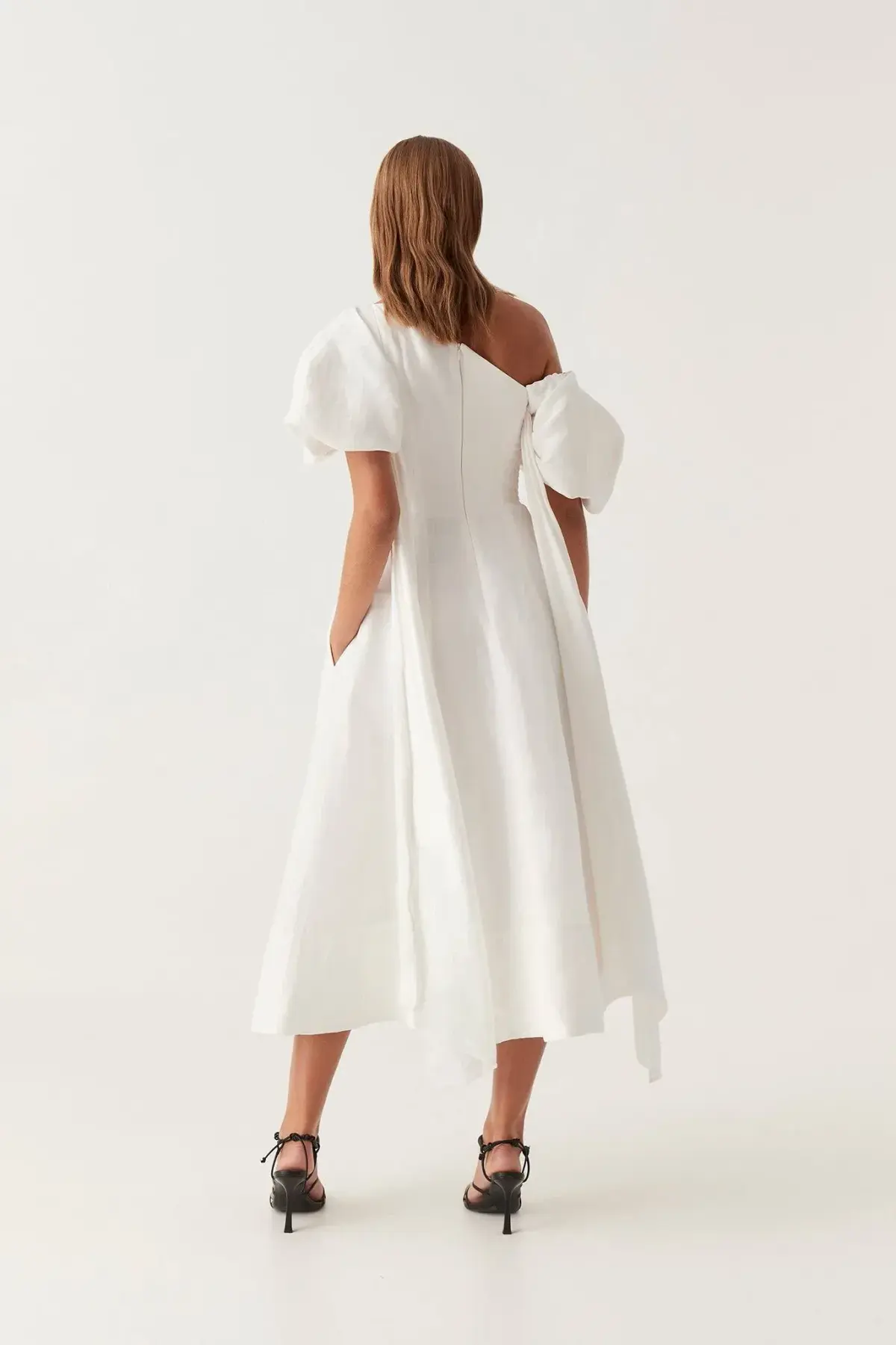 Aje Arista Tulip Sleeve Midi Dress Ivory Size AU 16 - Image 2