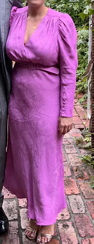 Scanlon Theodore Belted Orchid Midi Dress Pink Size 10 - Image 1