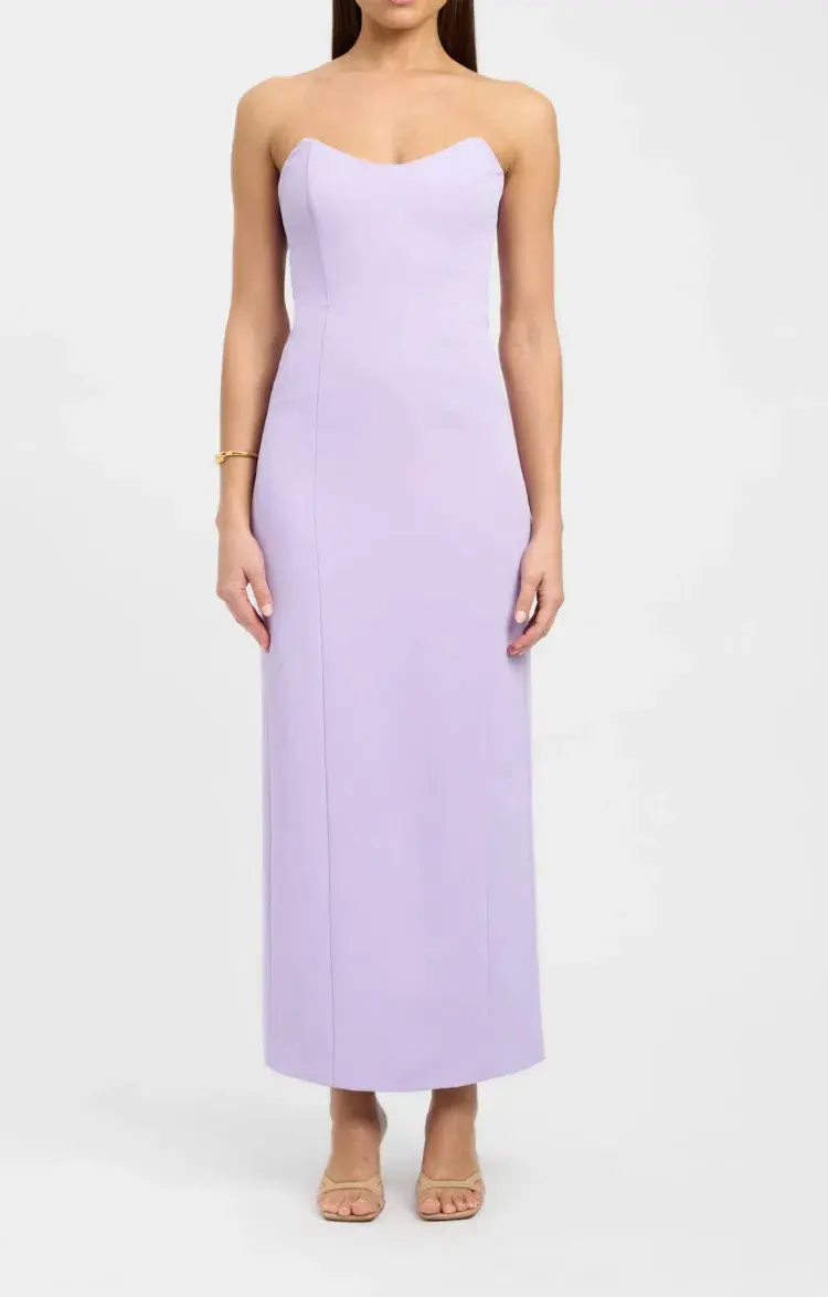 Kookai Oyster Strapless Midi Dress Lilac Size 12 for rent on The Volte - main image
