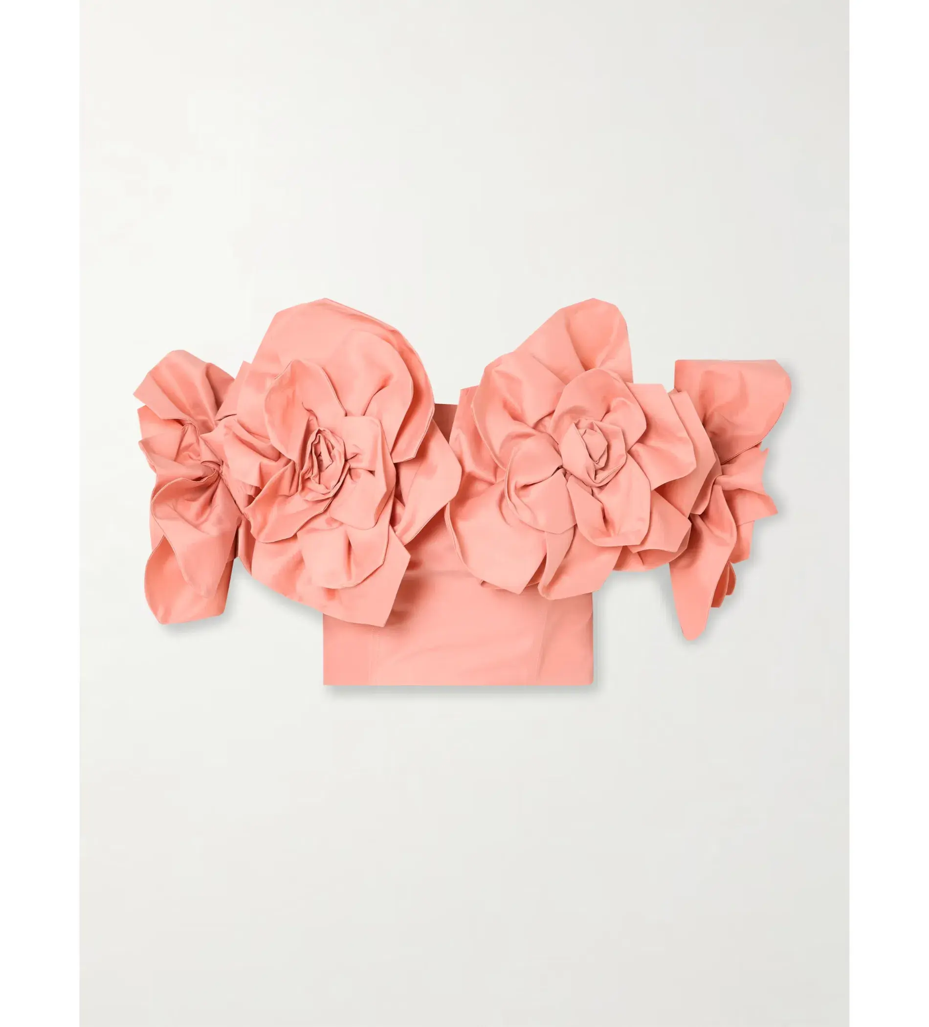 Aje  Etta Appliquéd Off Theshoulder Taffeta Cropped Top Peach Size  10 - Image 1