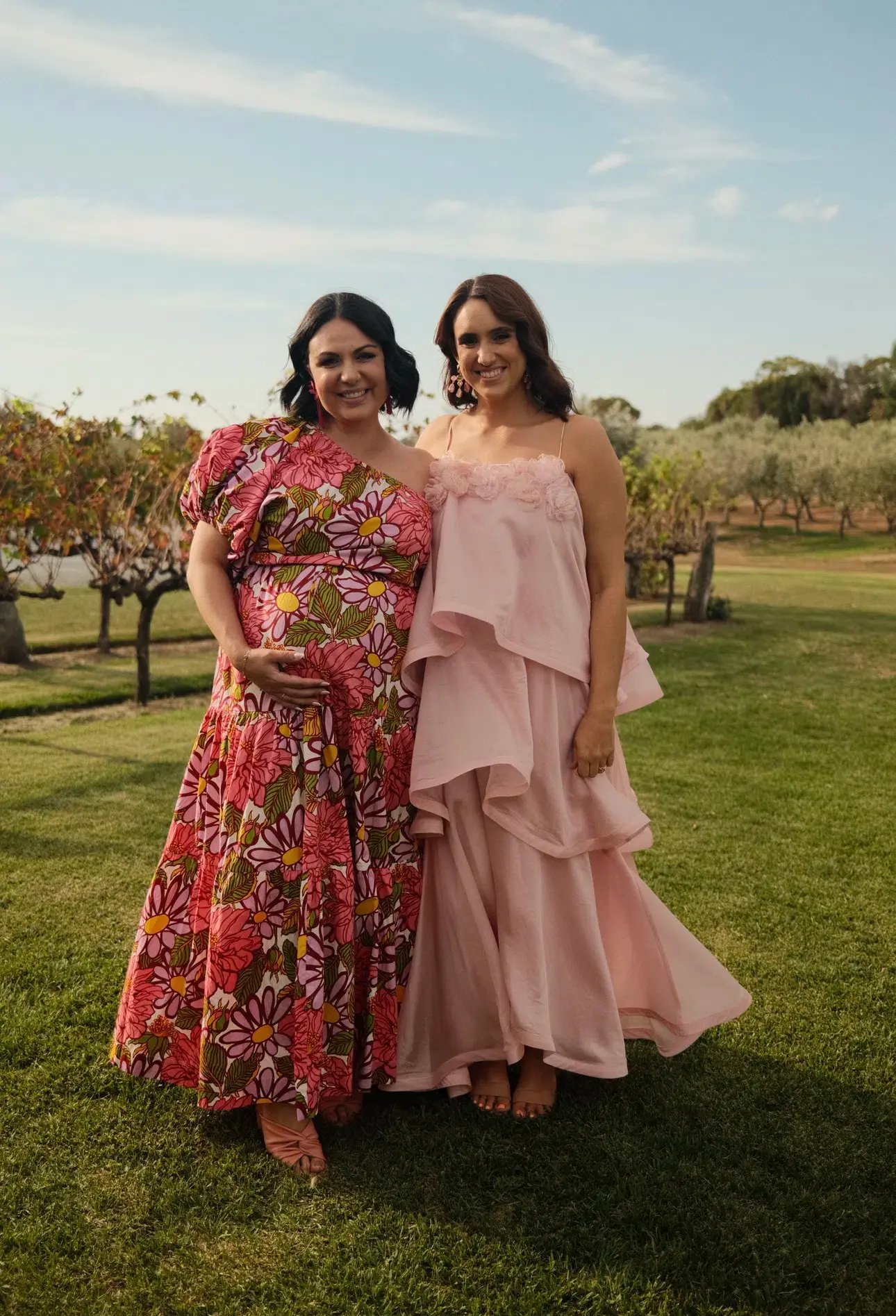 S/W/F Frida One Shoulder Puff Sleeve Maxi Dress Floral Pink Size L / Au 14 - Image 6