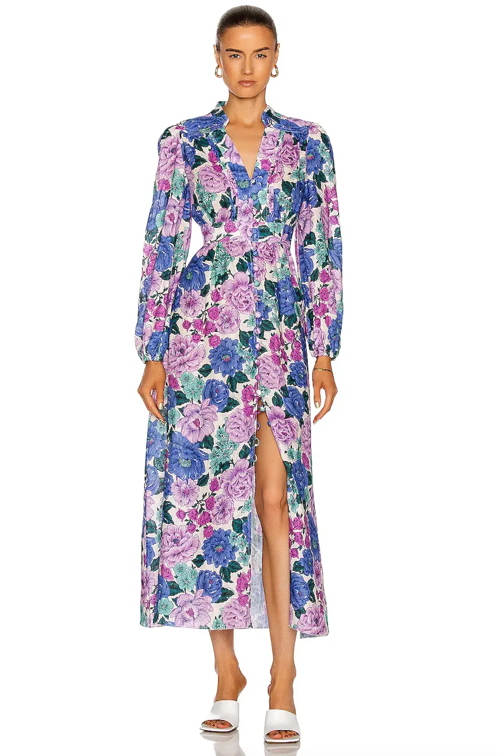 Zimmermann  Poppy Plunge Made Midi Dress in Multi Floral Size 14 - Image 1