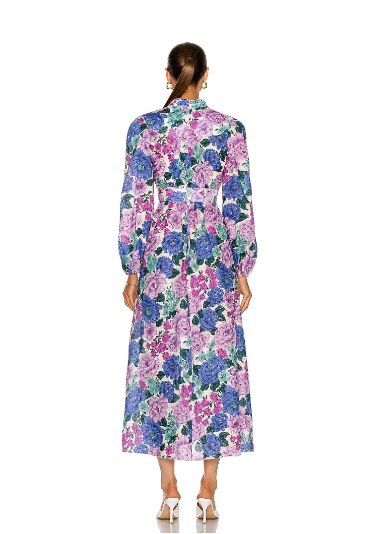 Zimmermann  Poppy Plunge Made Midi Dress in Multi Floral Size 14 - Image 3