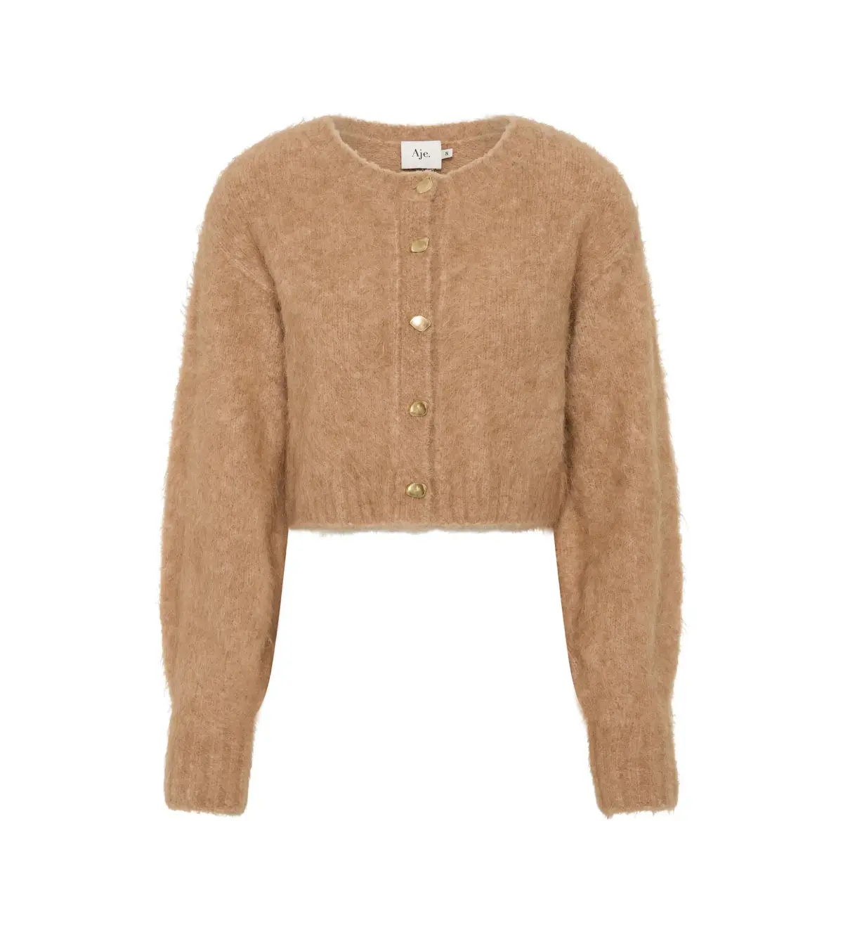 Aje Celine Fluffy Cardigan in Camel S / AU 8 - Image 5