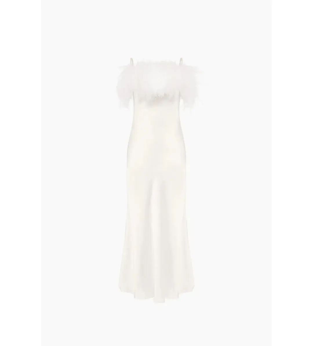 Sleeper Boheme Slip Midi Dress with Feathers in White Size 8 for rent on The Volte - main image