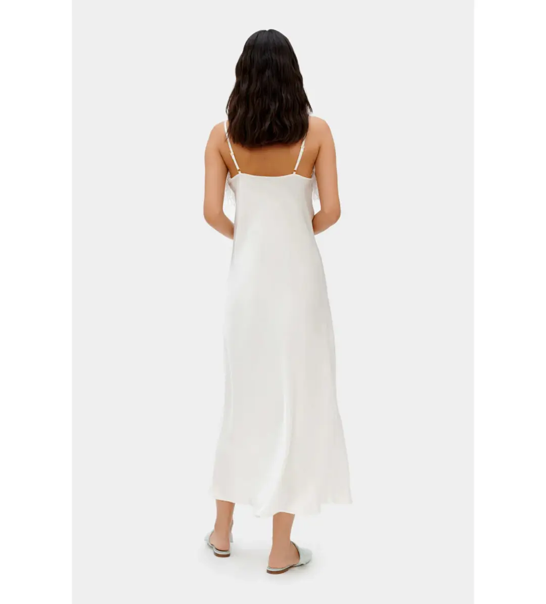 Sleeper Boheme Slip Midi Dress with Feathers in White Size 8 for rent on The Volte - main image