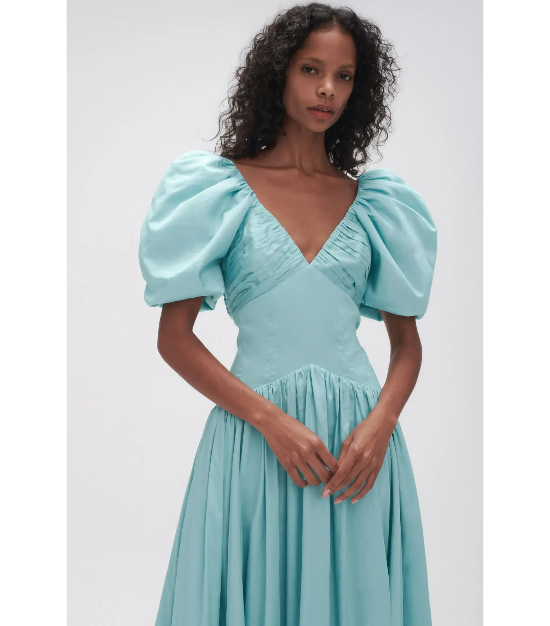 Aje Gabrielle Plunge Midi Dress Spearmint Blue Size AU 14 - Image 3