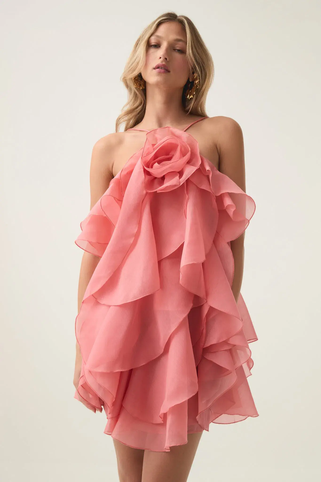Aje Pandorea Layered Mini Dress Washed Coral Size 10 - Image 4