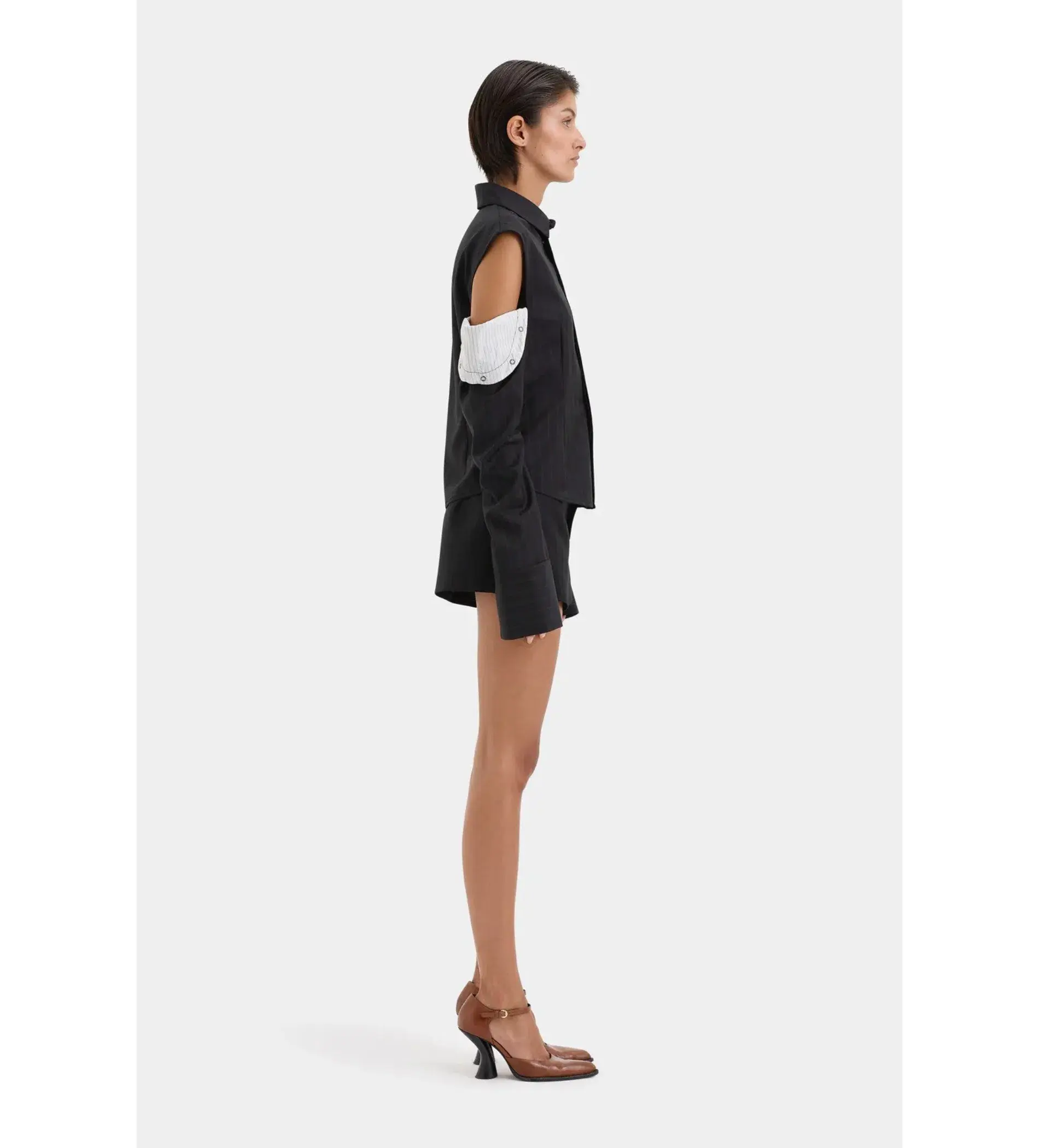 Sir the Label Sorrentino Shirt and Mini Short Set Red Pinstripe Size 1/AU 8  - Image 5