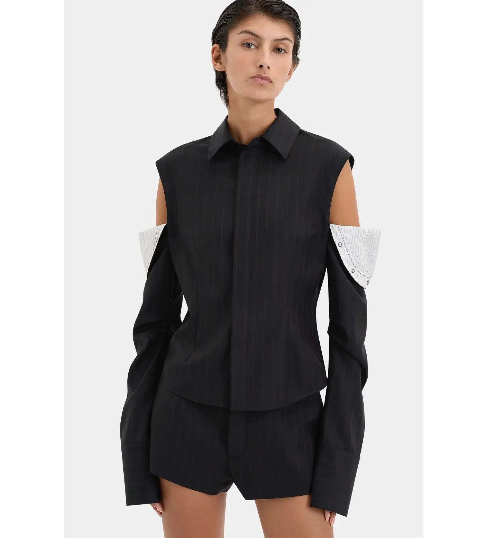 Sir the Label Sorrentino Shirt and Mini Short Set Red Pinstripe Size 1/AU 8  - Image 7