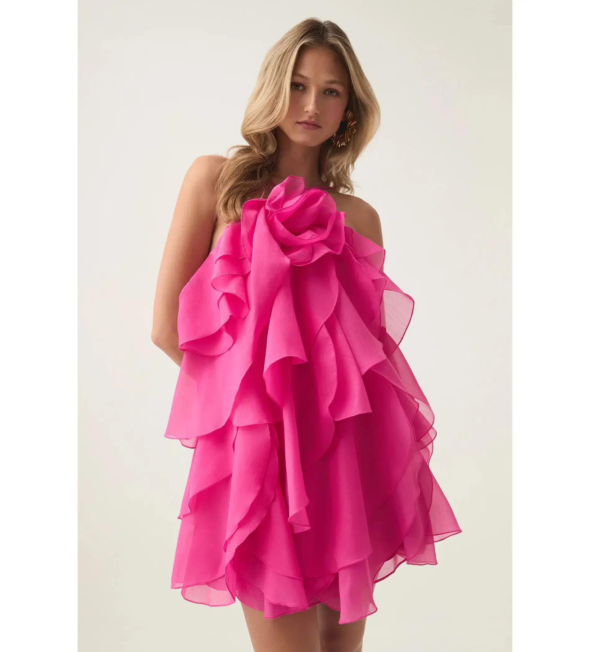 Aje Pandorea Layered Mini Dress Fuchsia Rose Size AU 12 - Image 4
