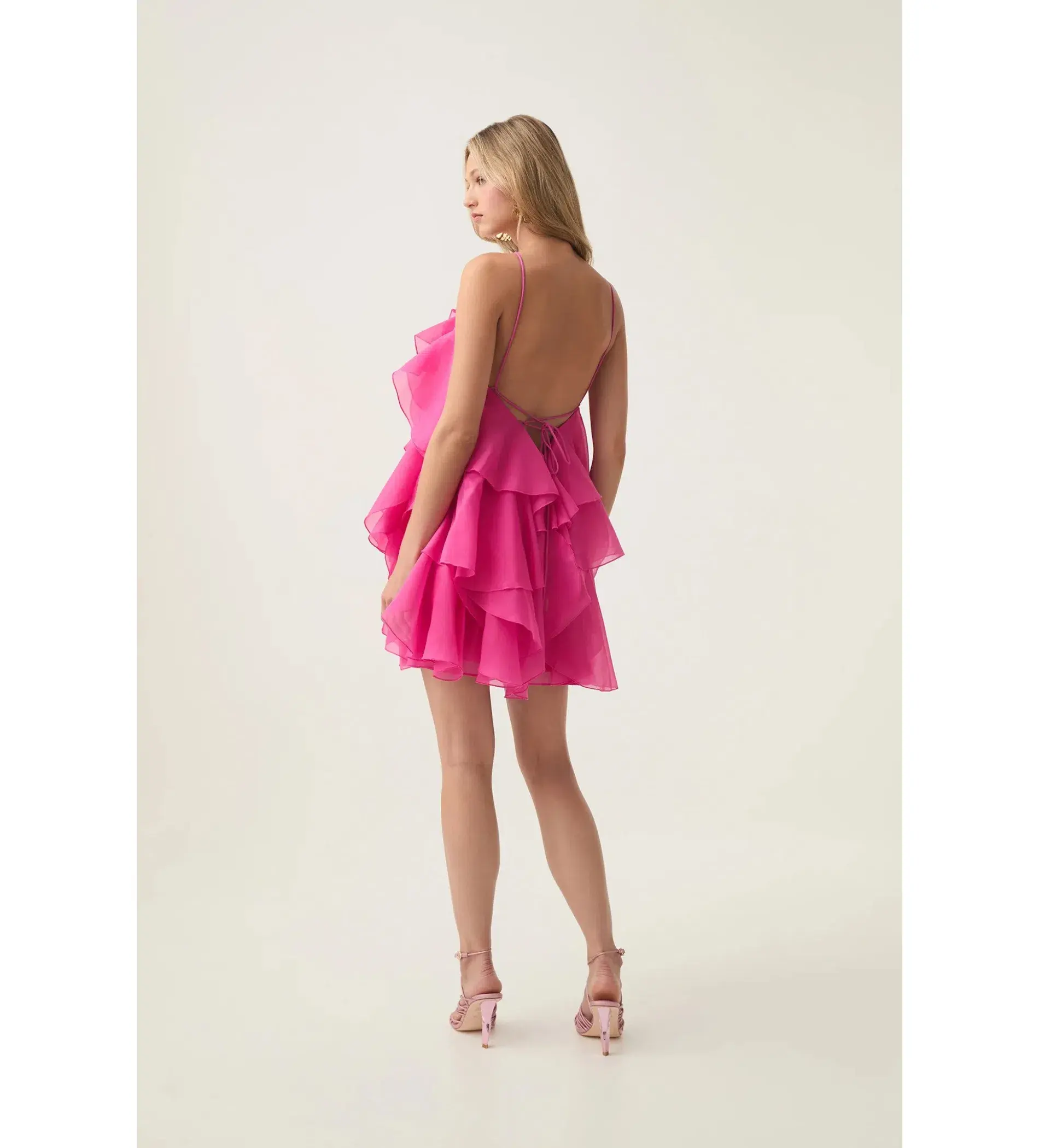 Aje Pandorea Layered Mini Dress Fuchsia Rose Size AU 12 - Image 3