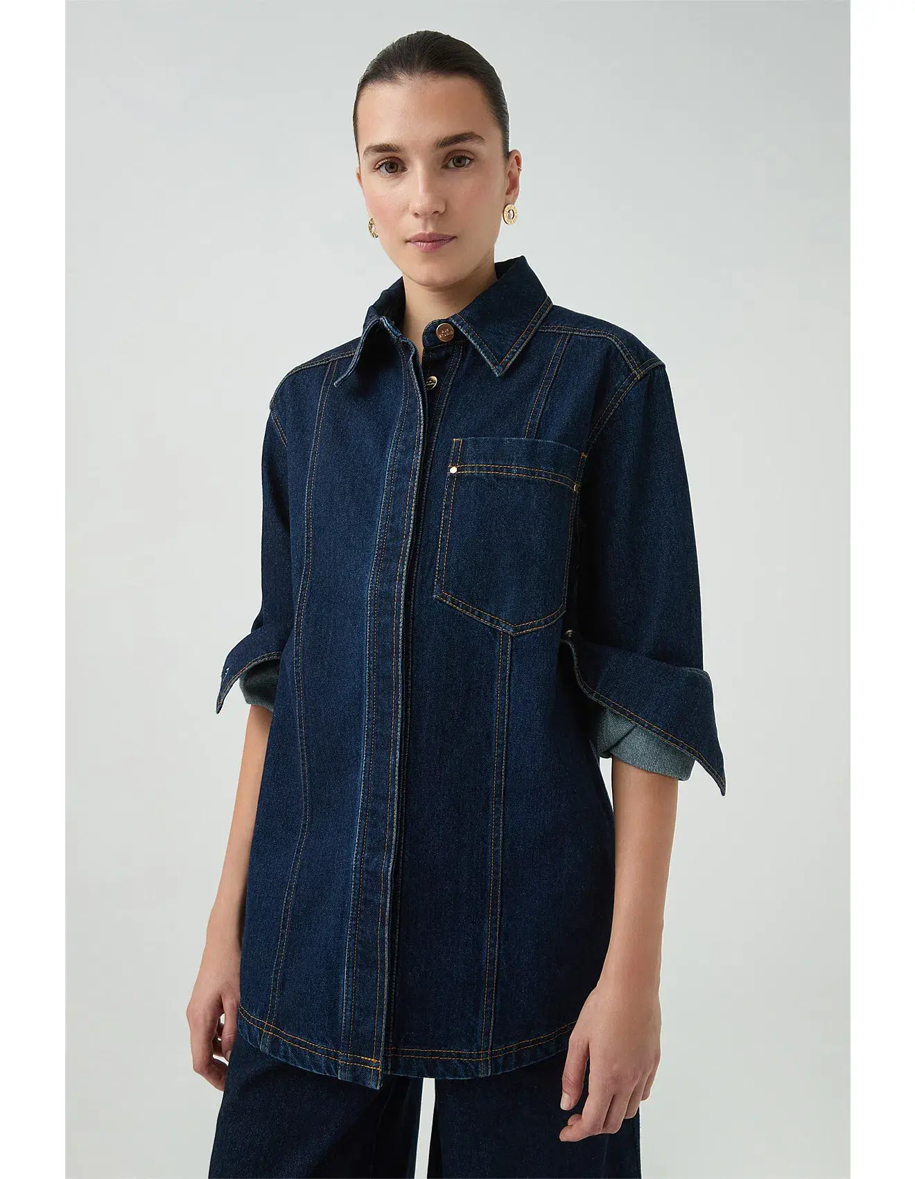 Aje Studio Junee Denim Shirt Size AU 12 - Image 1