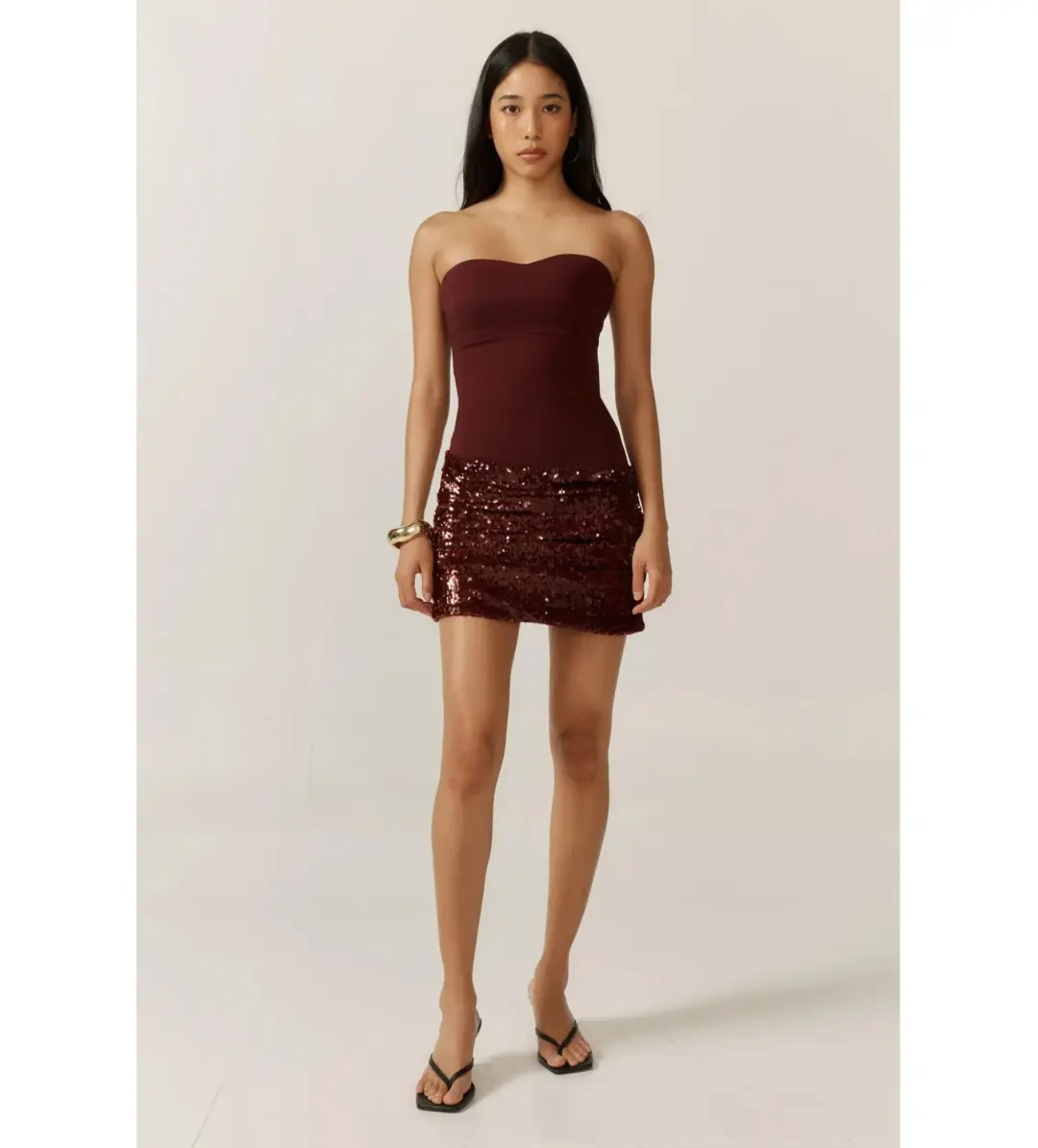 Ance Gria Anastasia Mini Dress Burgundy Size AU 8 for rent on The Volte - main image