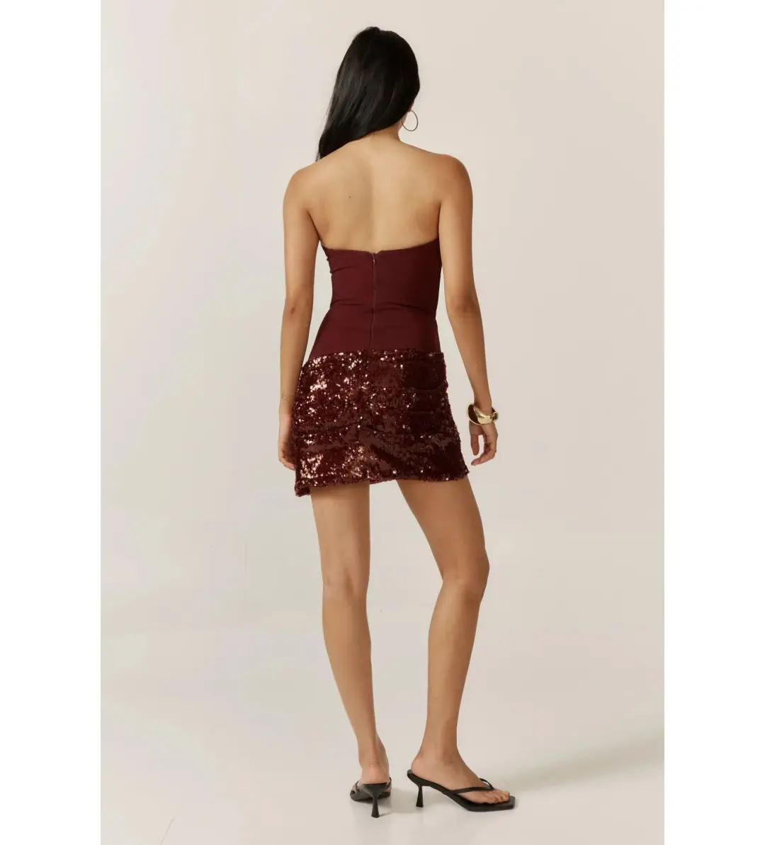 Ance Gria Anastasia Mini Dress Burgundy Size AU 8 for rent on The Volte - main image