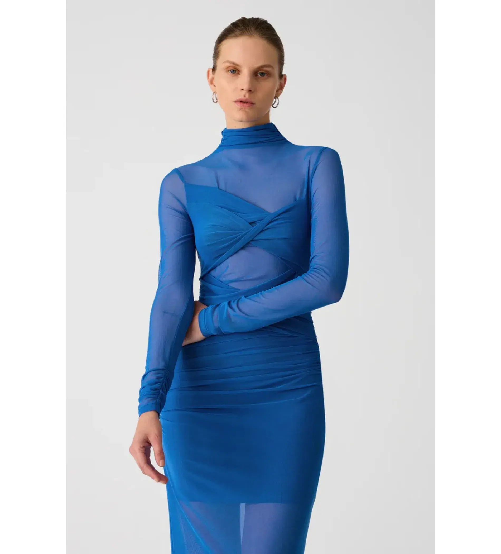 MISHA Madigral Mesh Midi Dress Azure Blue Size 8/S - Image 3