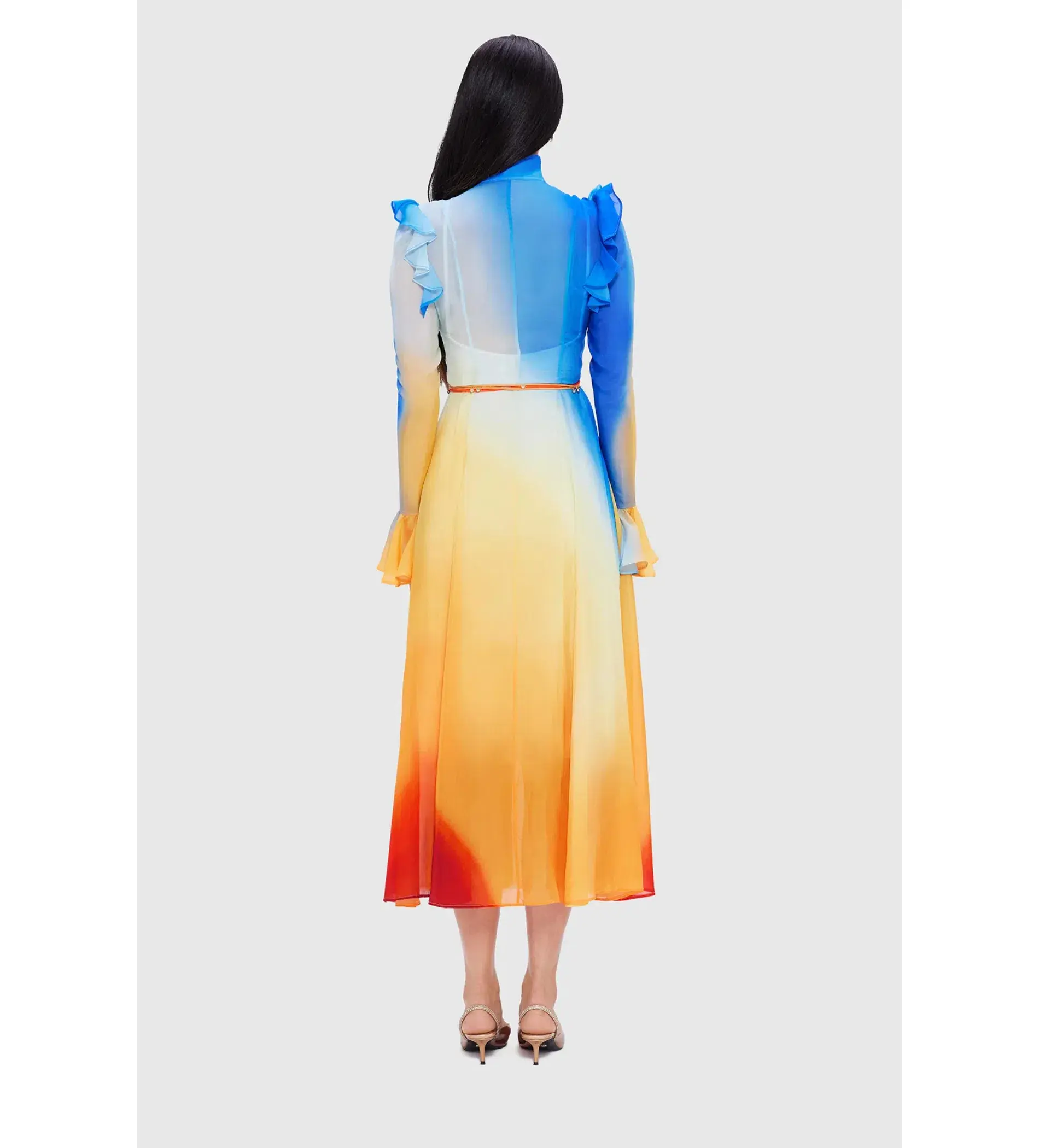 Leo Lin Multicolour Katrina Butterfly Sleeve Midi Dress – Enigma Size AU 10 - Image 3