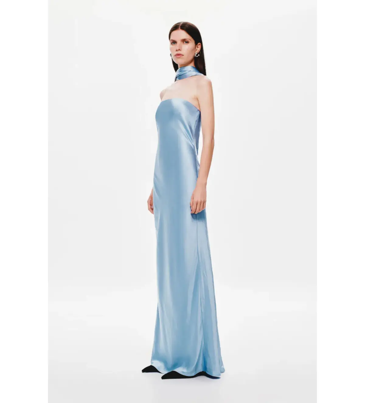 MISHA The Lilia Satin Dress in Blue Size 10 - Image 2