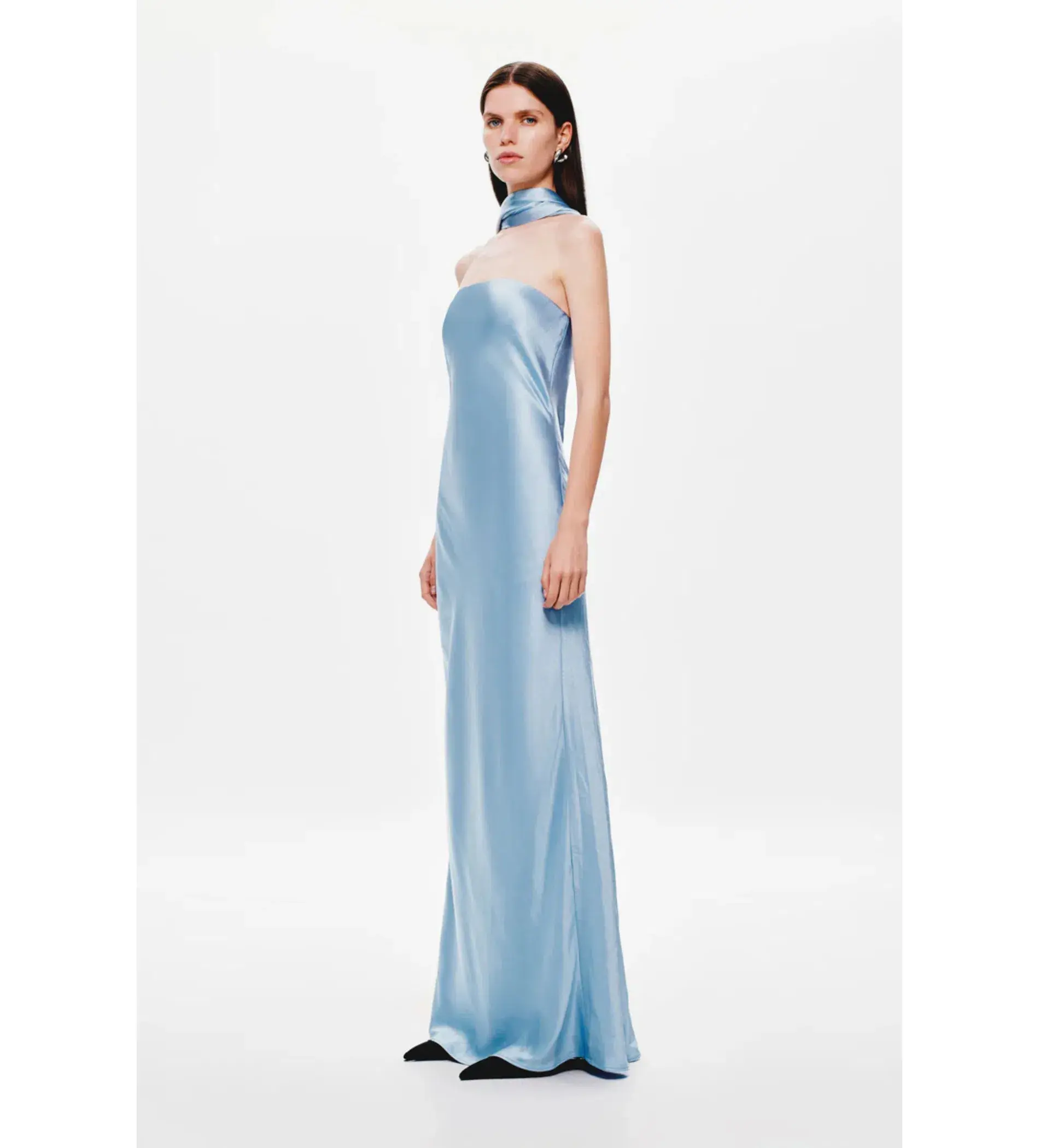 MISHA The Lilia Satin Dress in Blue Size 10 - Image 2